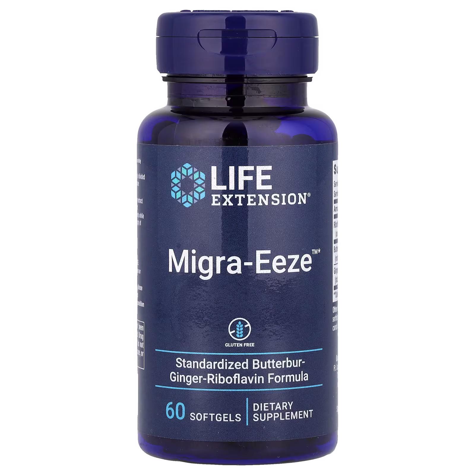 Migra-Eeze Riboflavina + Petasita CO2 + Jengibre — 60 cápsulas — Life Extension