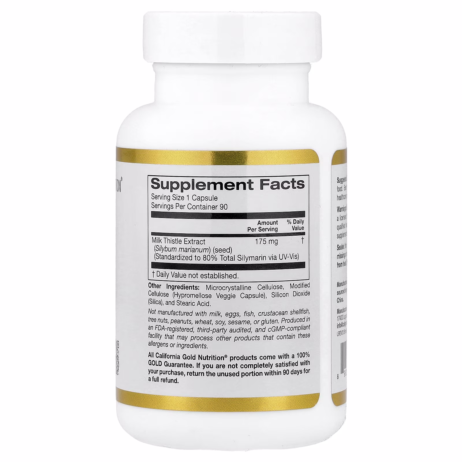Extracto de cardo mariano, 175 mg, 90 cápsulas vegetales, California Gold Nutrition