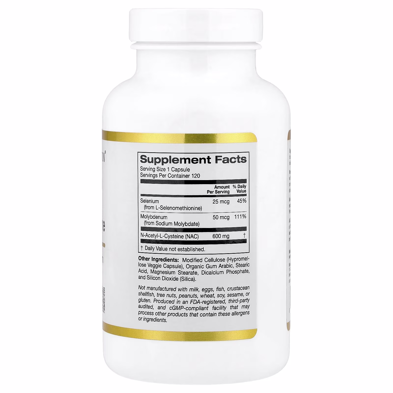 N-acetil-L-cisteína con molibdeno y selenio, 120 cápsulas vegetales, California Gold Nutrition