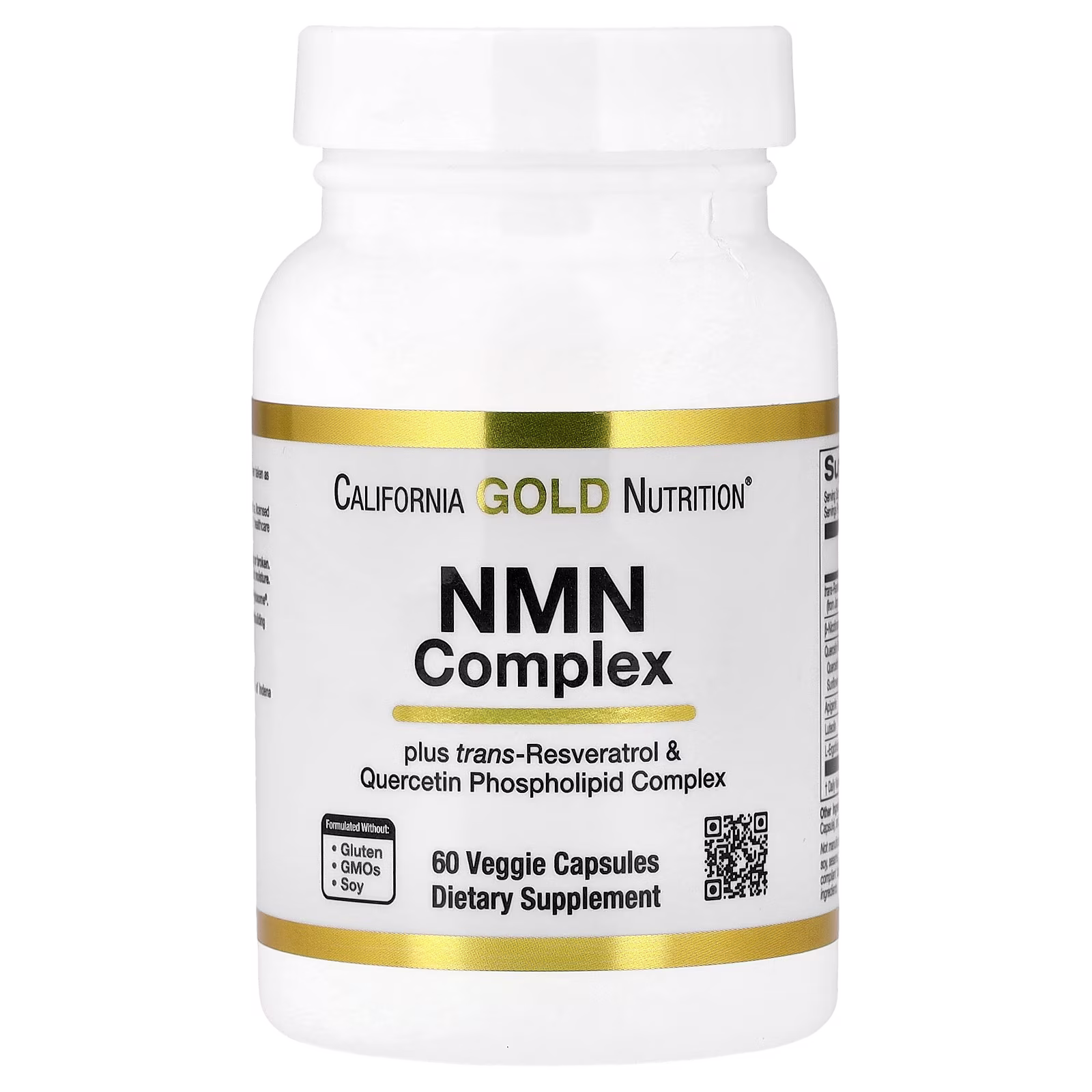 Complejo de NMN con trans-resveratrol, complejo de fitosomas de quercetina, apigenina y luteolina, 60 cápsulas vegetales, California Gold Nutrition