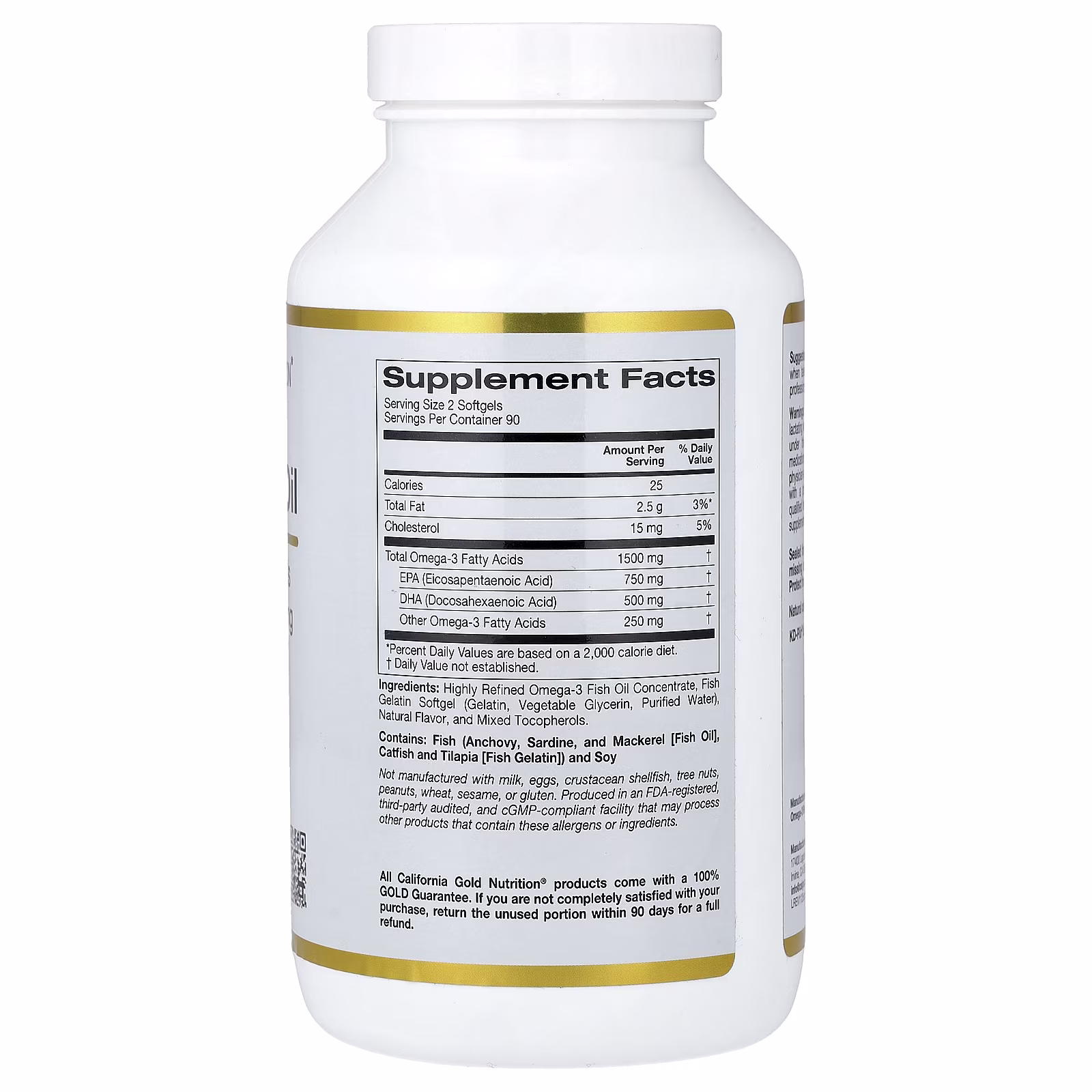 Aceite de pescado noruego con omega-3 EPA y DHA, Sabor natural a limón, 180 cápsulas blandas, California Gold Nutrition