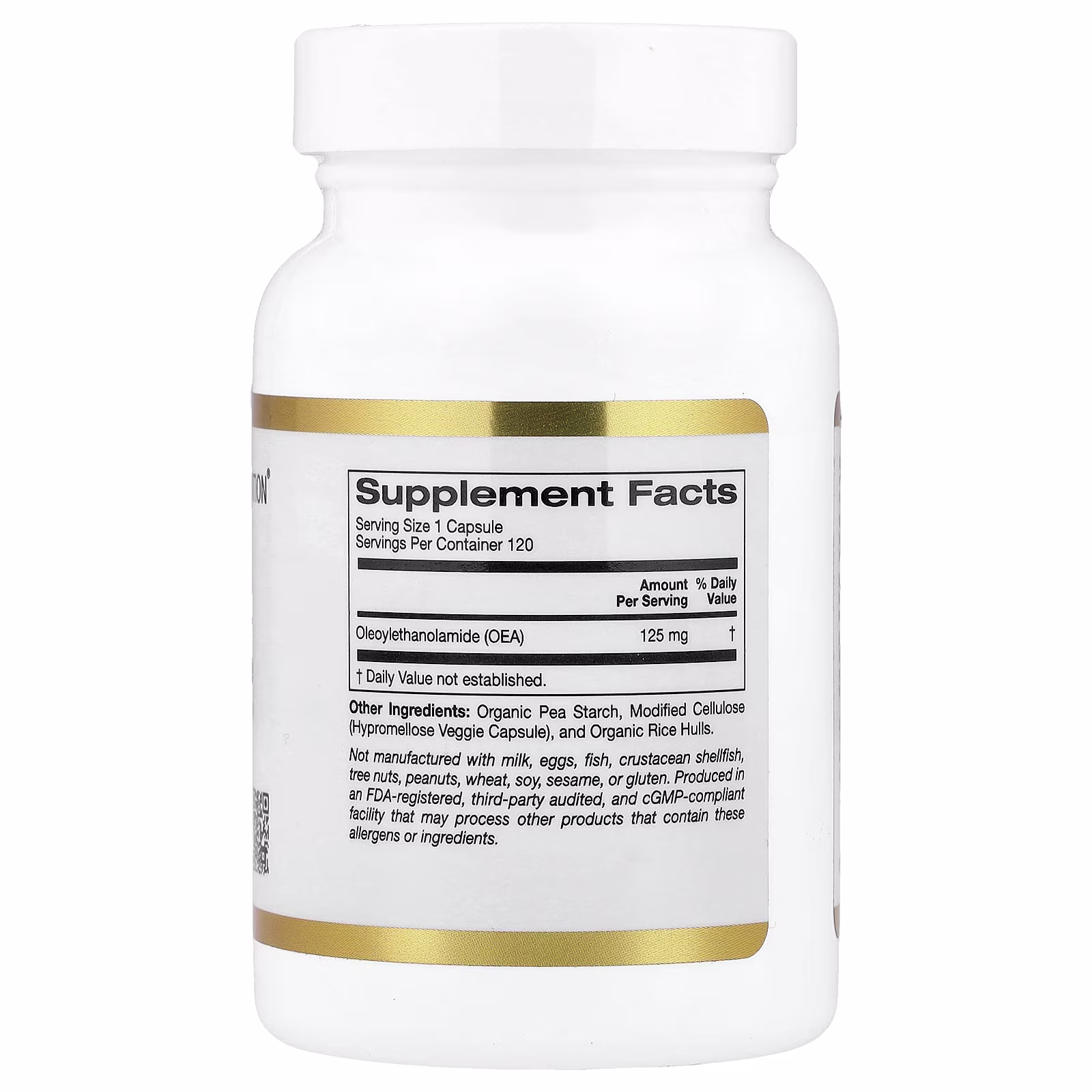 OEA, Suplemento de oleoiletanolamida, 125 mg, 120 cápsulas vegetales, California Gold Nutrition