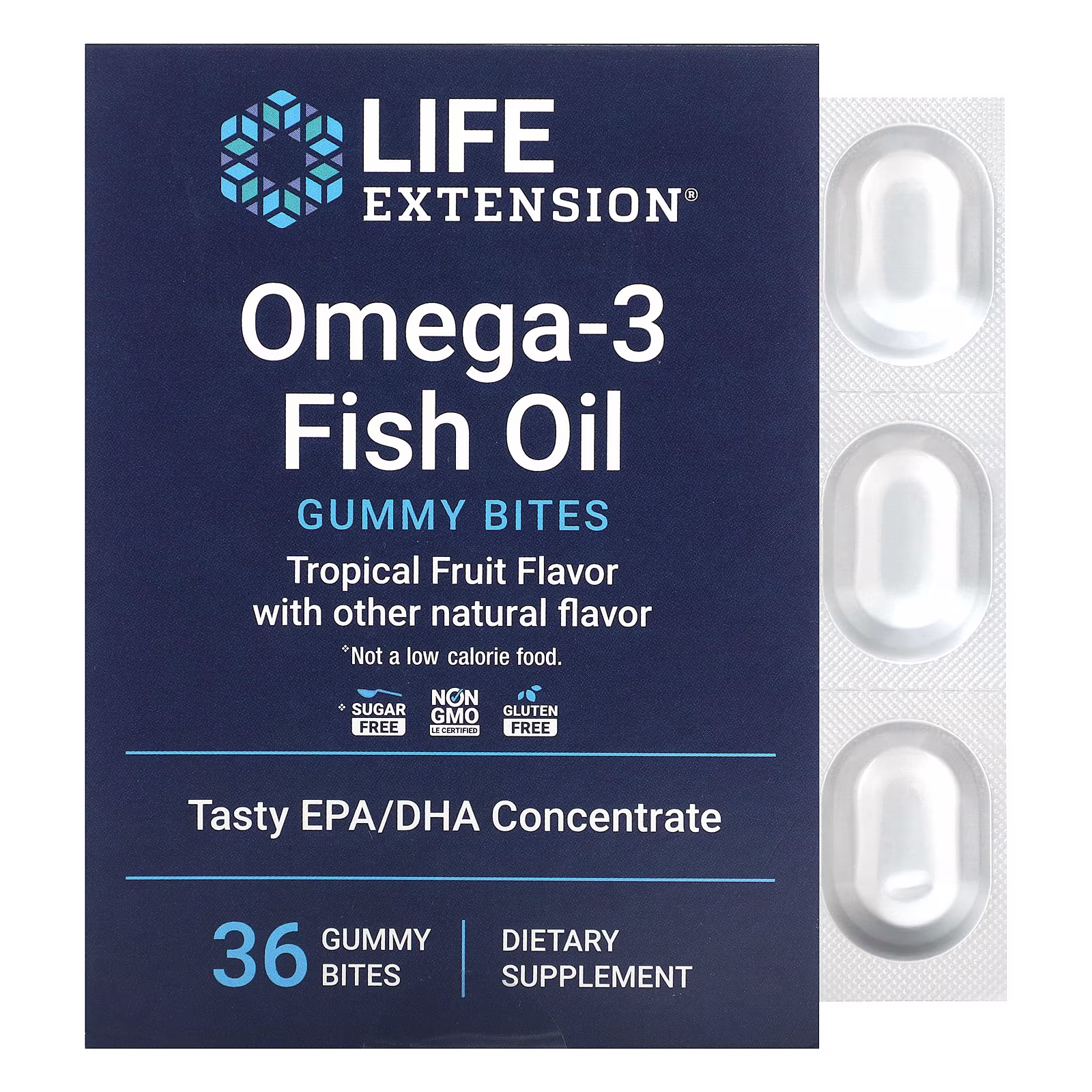 Omega-3 Fish Oil Gummy Bites Frutas Tropicales, 36 gomitas (750 mg de aceite de pescado) - Life Extension