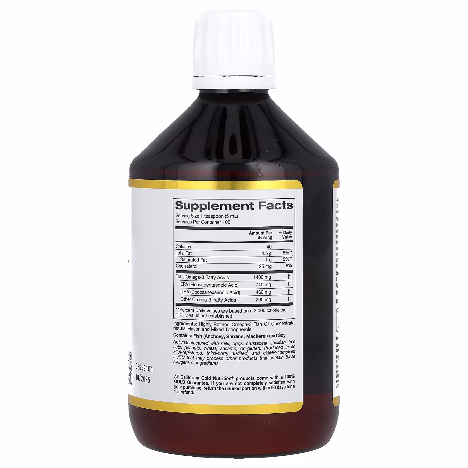 Aceite de pescado con omega-3, Triglicéridos de origen noruego, Sabor natural a limón, 500 ml (16,9 oz. líq.), California Gold Nutrition