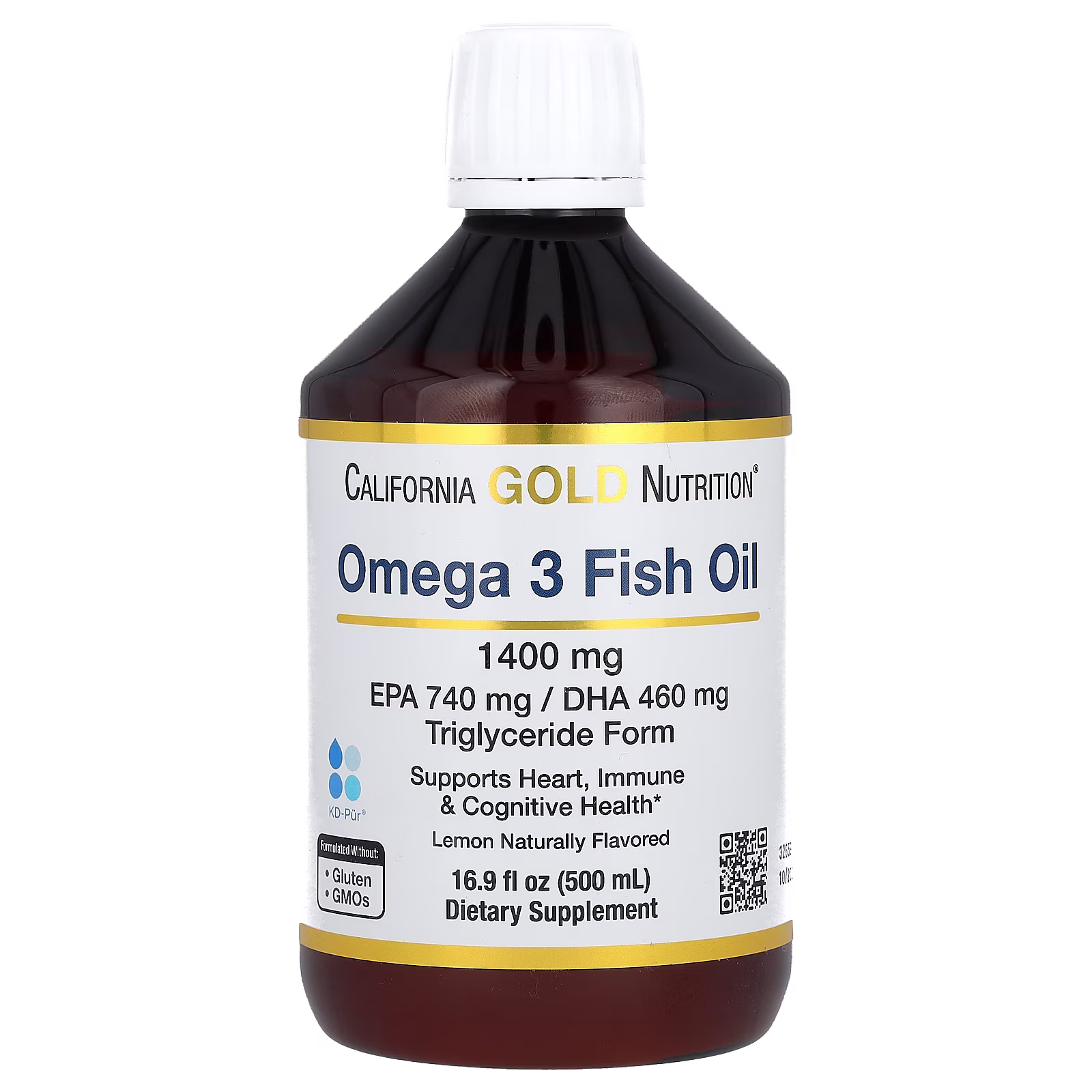Aceite de pescado con omega-3, Triglicéridos de origen noruego, Sabor natural a limón, 500 ml (16,9 oz. líq.), California Gold Nutrition