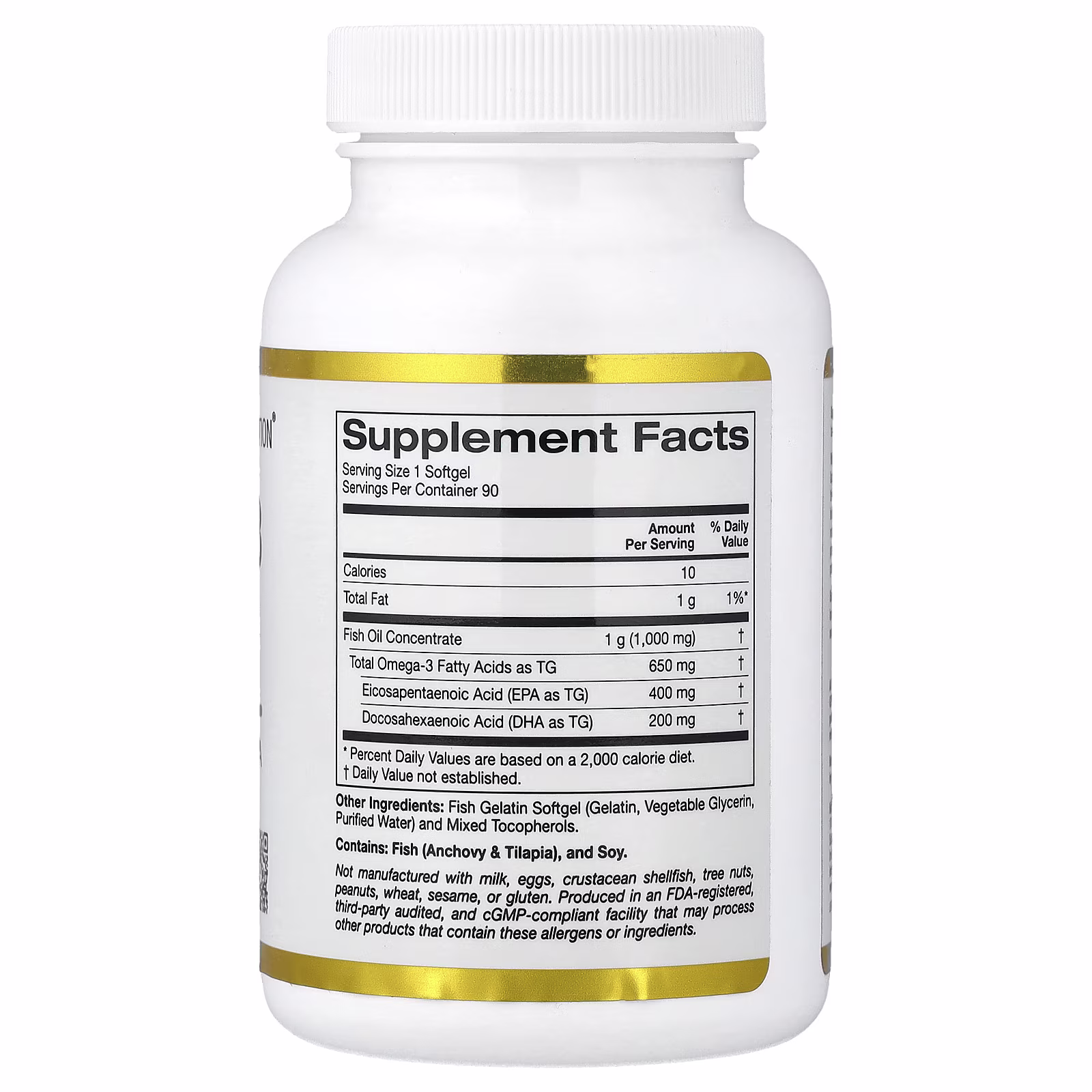 Aceite de pescado con omega-3, Triglicéridos Vivomega, 1000 mg, 90 cápsulas blandas de gelatina de pescado, California Gold Nutrition