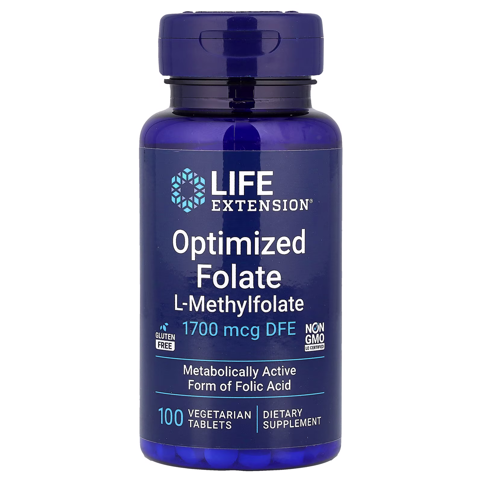 Folato Optimizado, 1700 mcg DFE, 100 tabletas vegetales, Life Extension