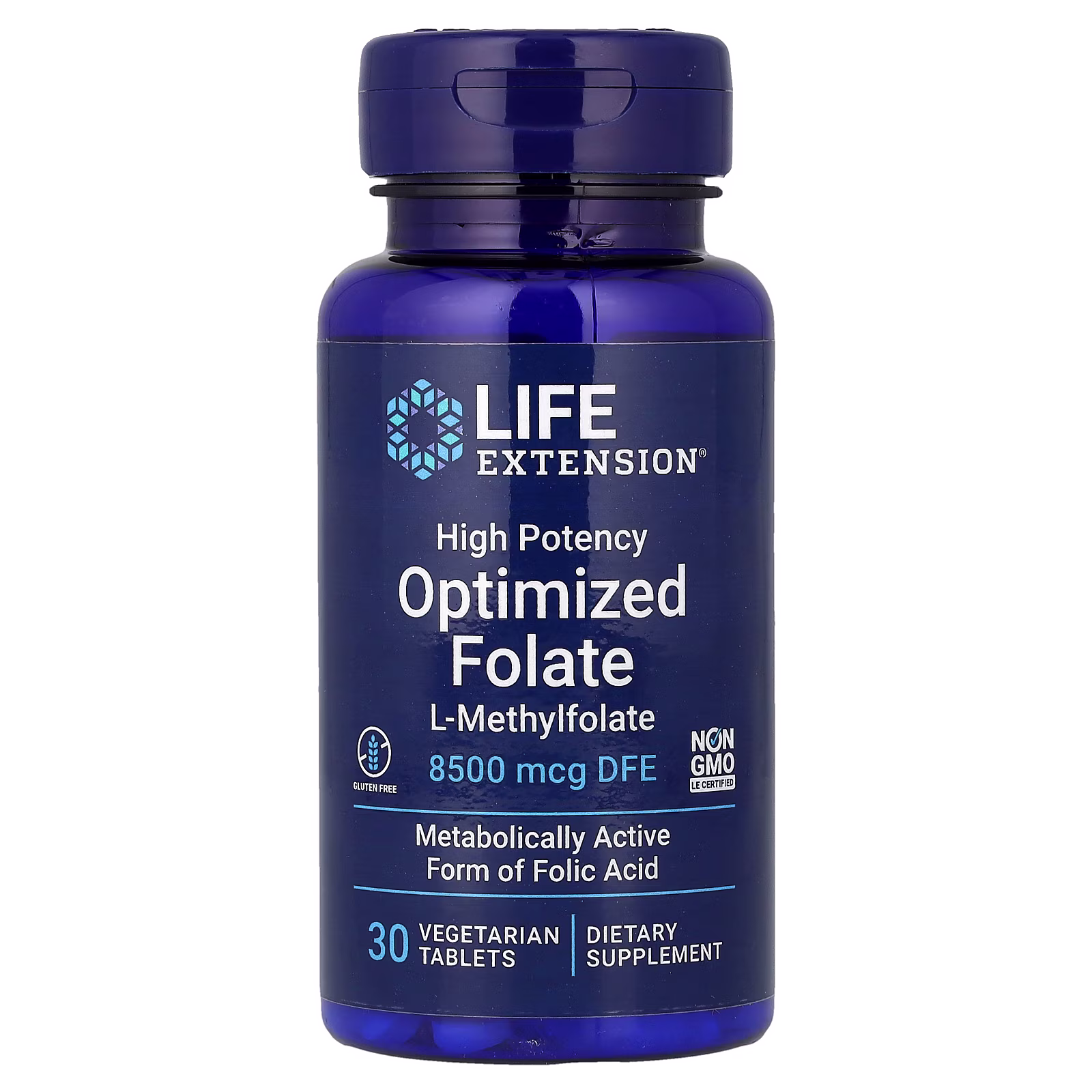 Optimized Folate 5-MTHF 8500 mcg DEF — 30 tabletas vegetales — Life Extension