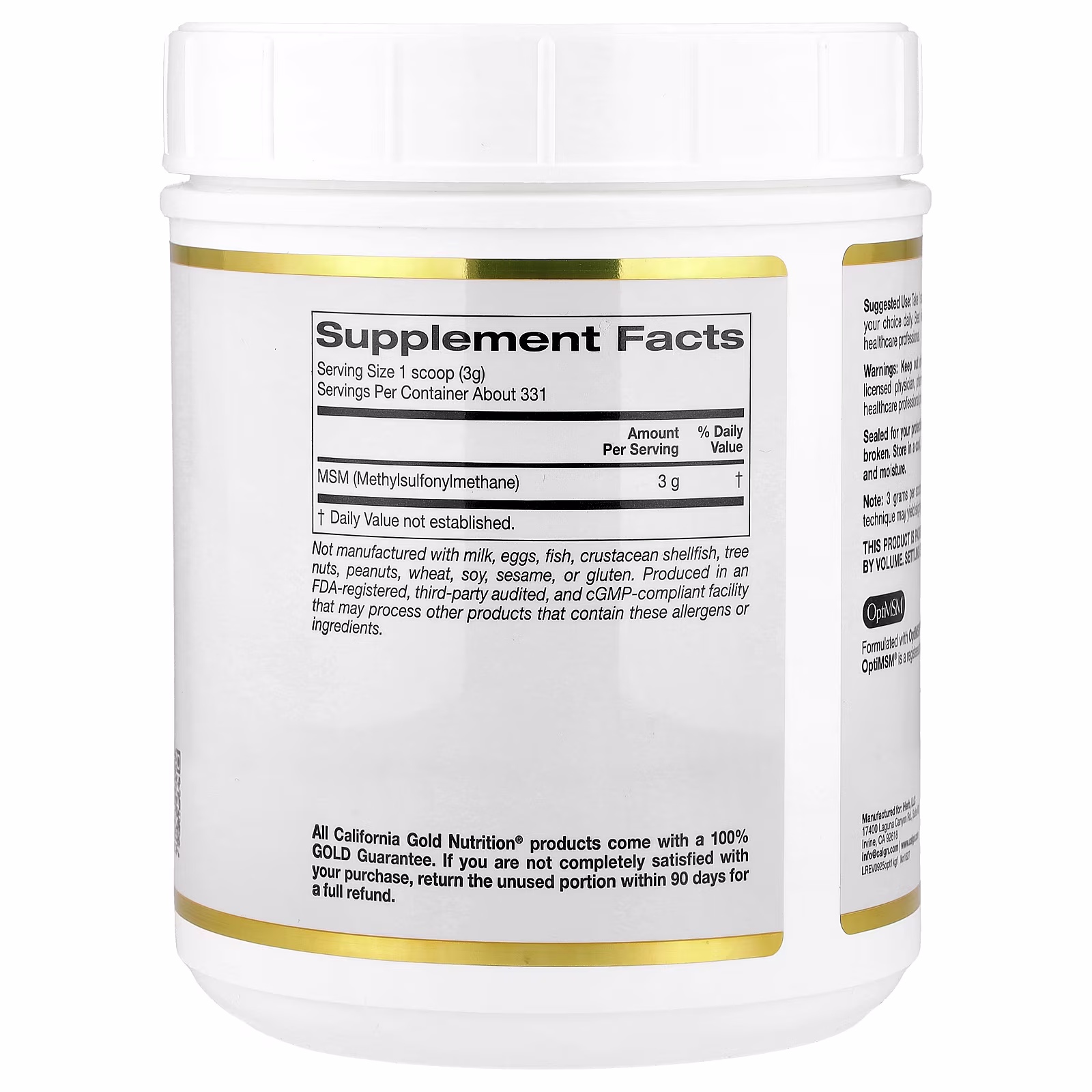 OptiMSM® en copos, Suplemento de metilsulfonilmetano, 992 g (35 oz), California Gold Nutrition
