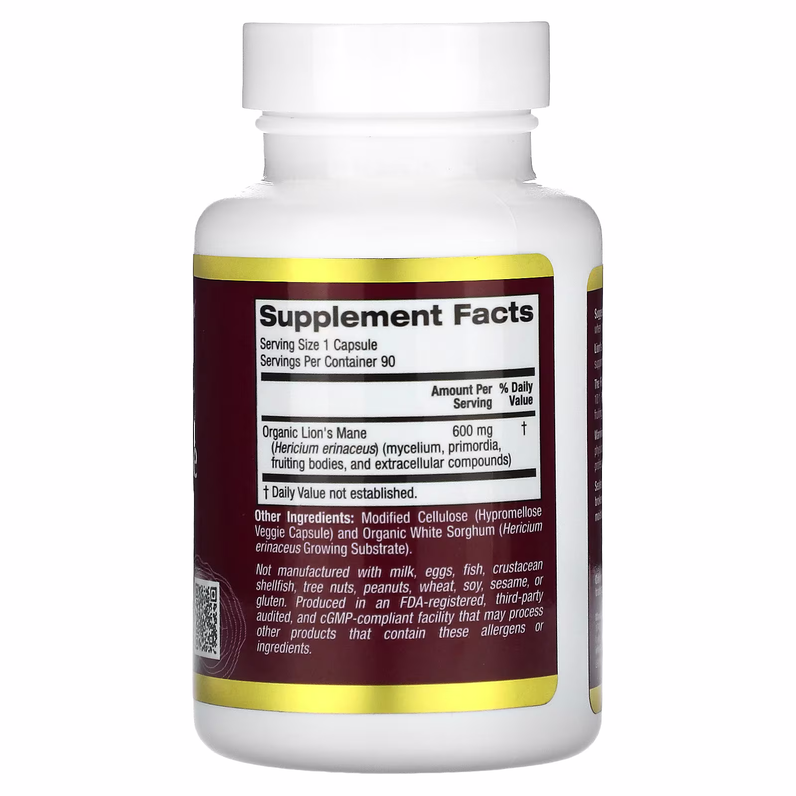 Melena de león orgánica, 90 cápsulas vegetales, California Gold Nutrition