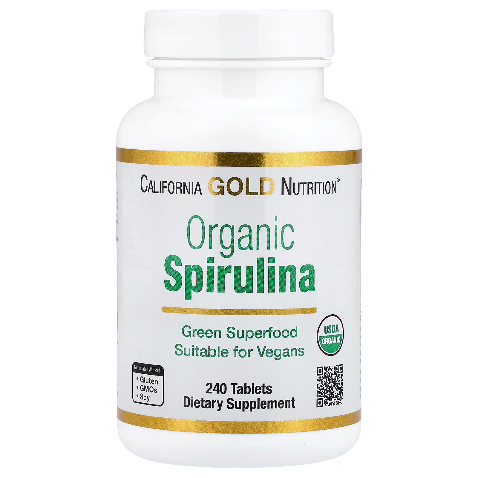 Organic Spirulina, 240 tabletas (500 mg por tabletas), California Gold Nutrition