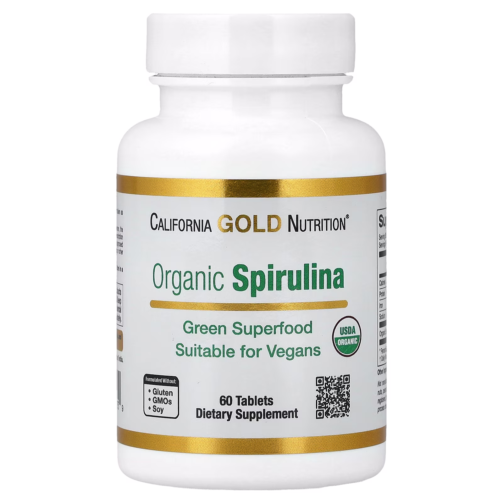 Organic Spirulina, 60 tabletas (500 mg por tabletas), California Gold Nutrition
