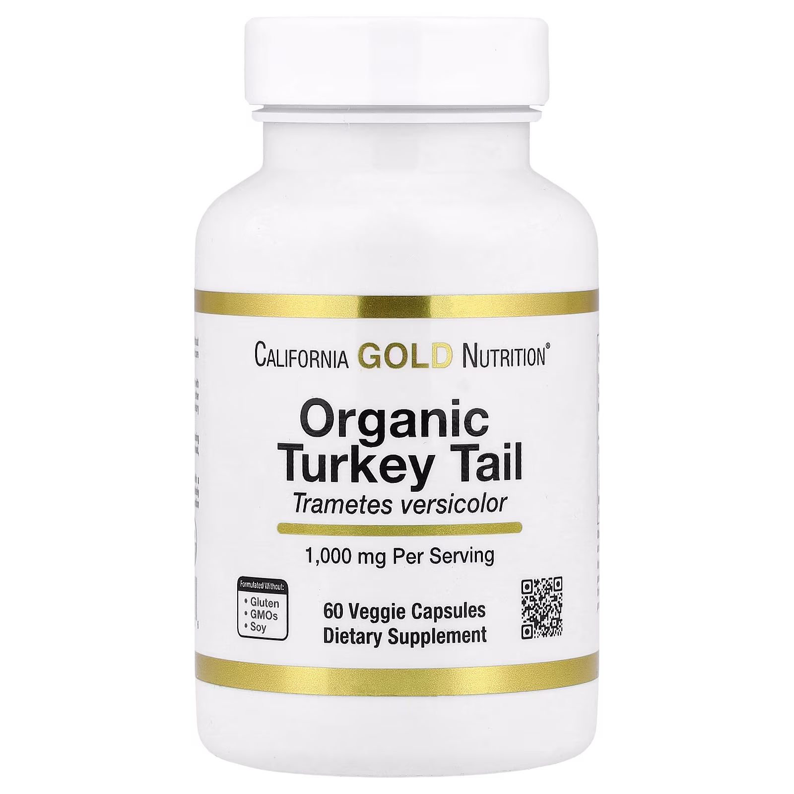 Hongo cola de pavo orgánico, 60 cápsulas vegetales (0,5 g por cápsula), California Gold Nutrition