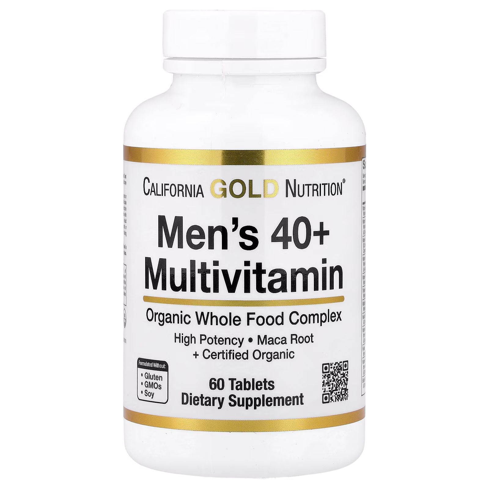 Multivitamínico orgánico para hombres mayores de 40 años, extractos orgánicos de amla, girasol, moringa y shiitake, 60 tabletas, California Gold Nutrition