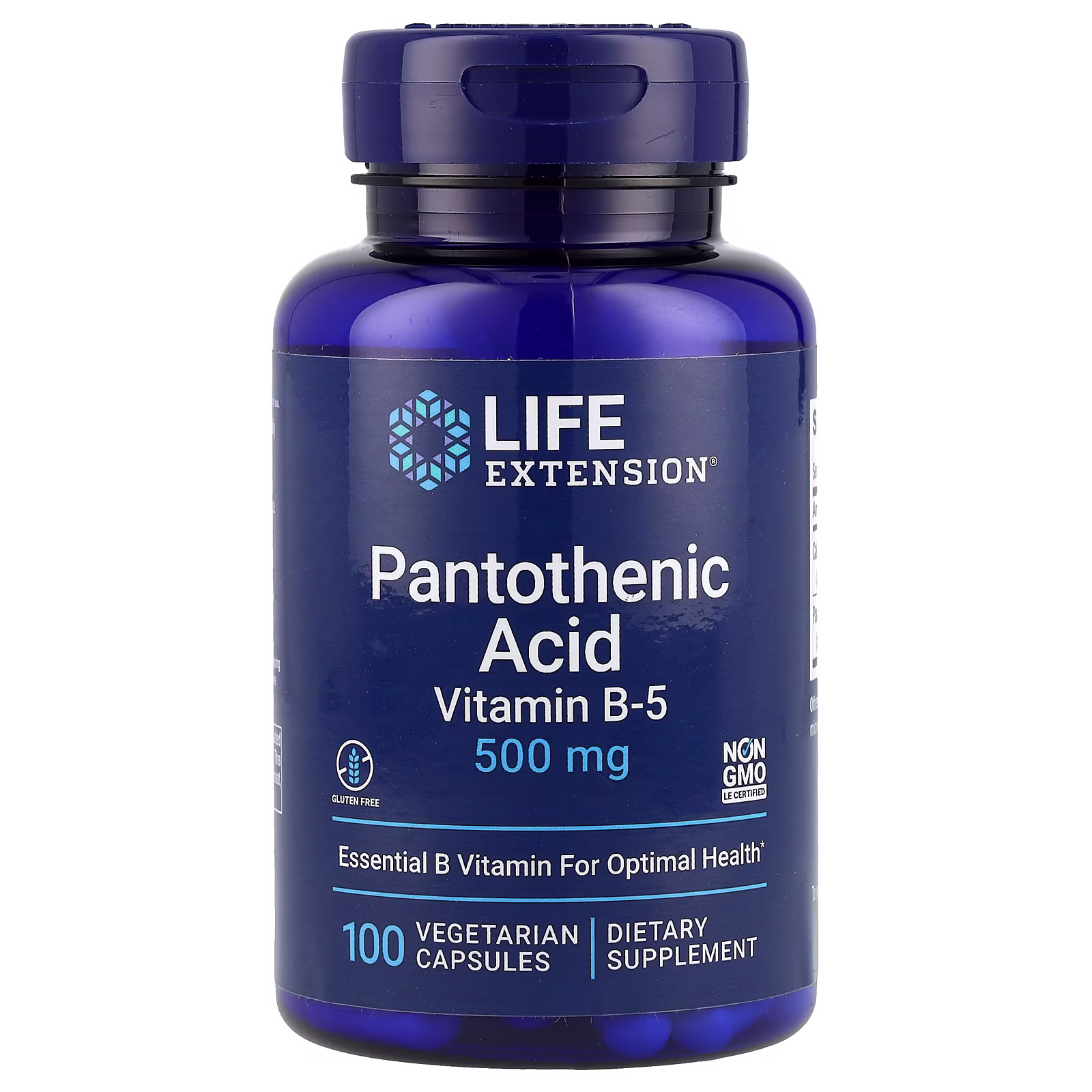 Ácido Pantoténico Vitamina B5, 500 mg, 100 cápsulas vegetales, Life Extension