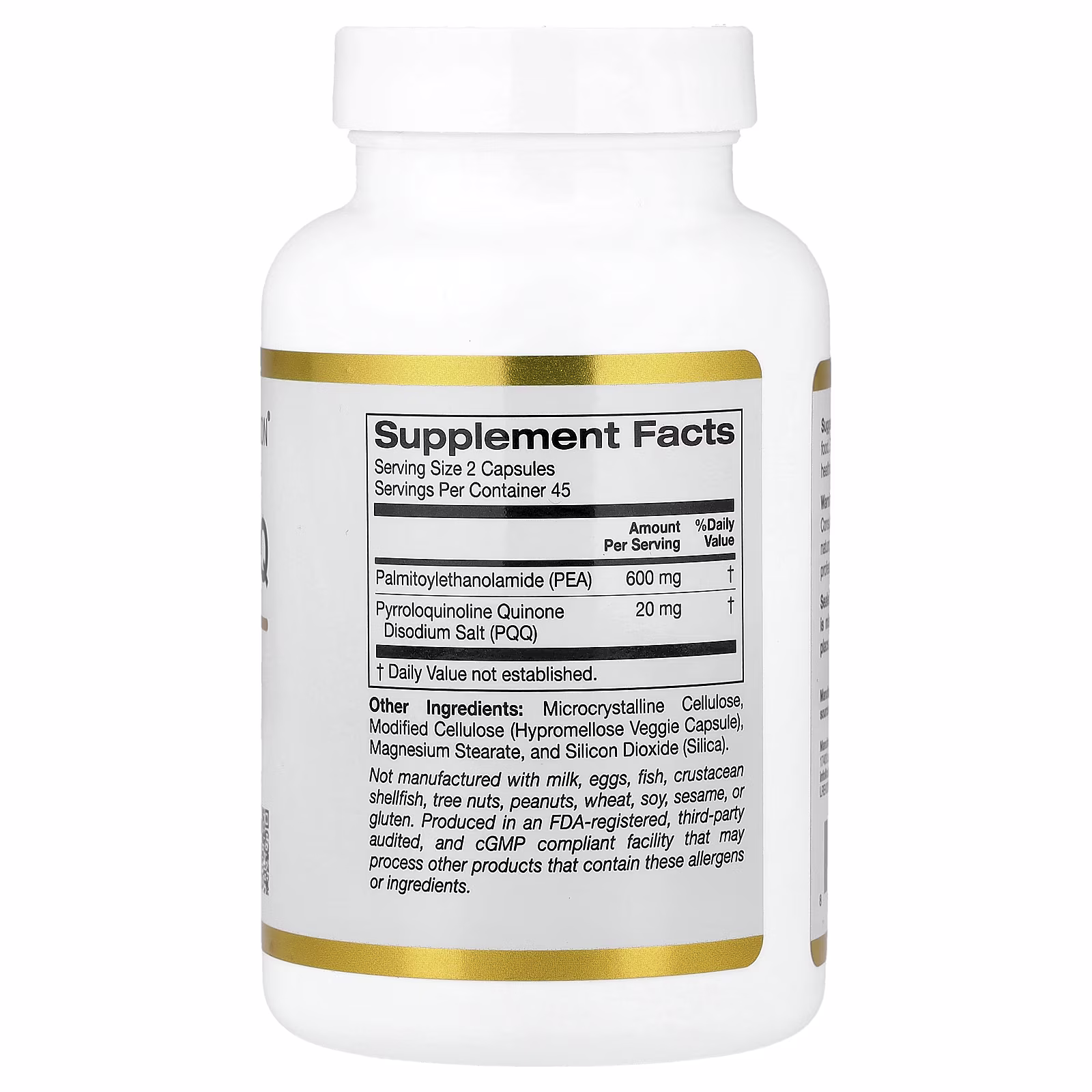 PEA 300 mg y PQQ 10 mg, 90 cápsulas vegetales, California Gold Nutrition