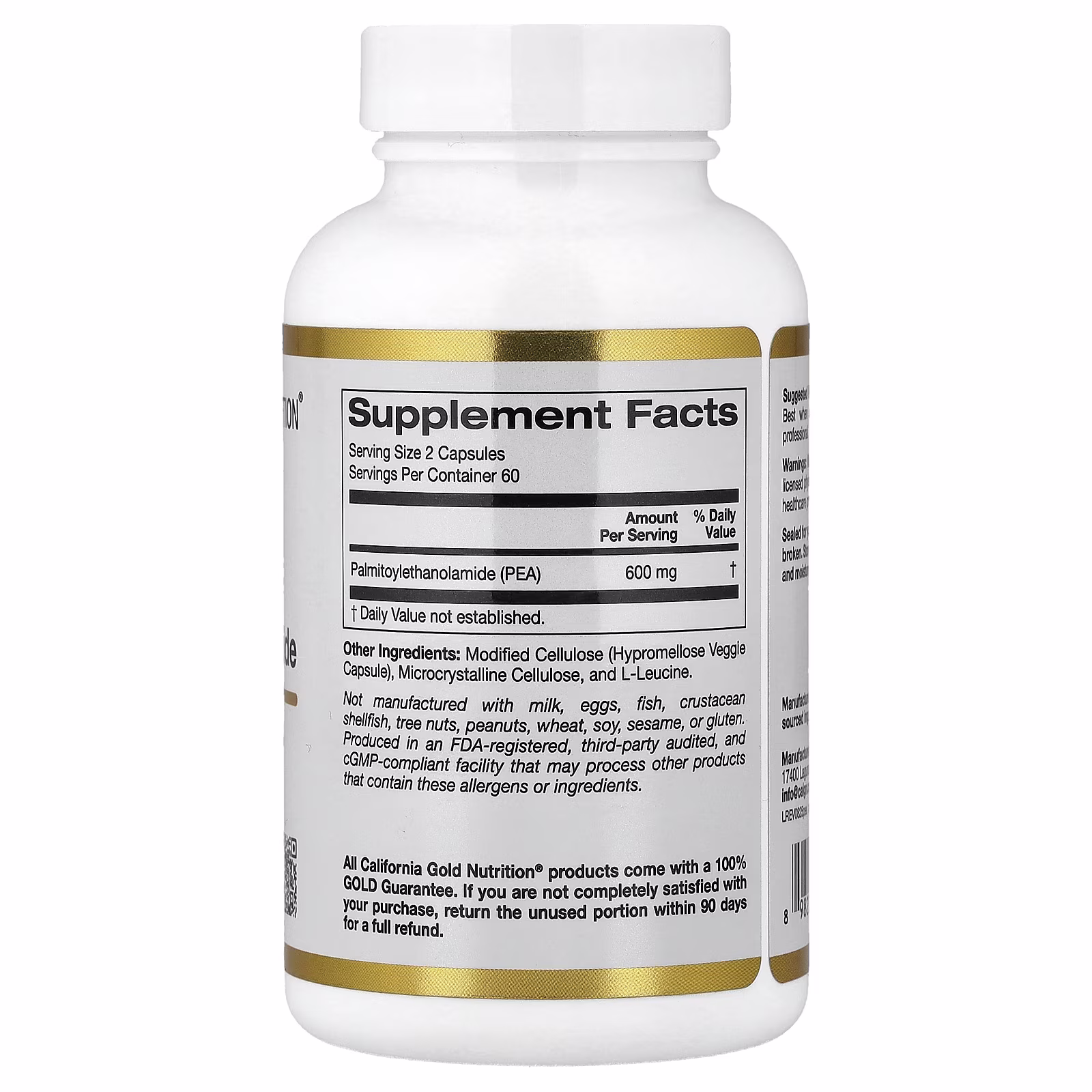 PEA (palmitoiletanolamida), 120 cápsulas vegetales (300 mg por cápsula), California Gold Nutrition