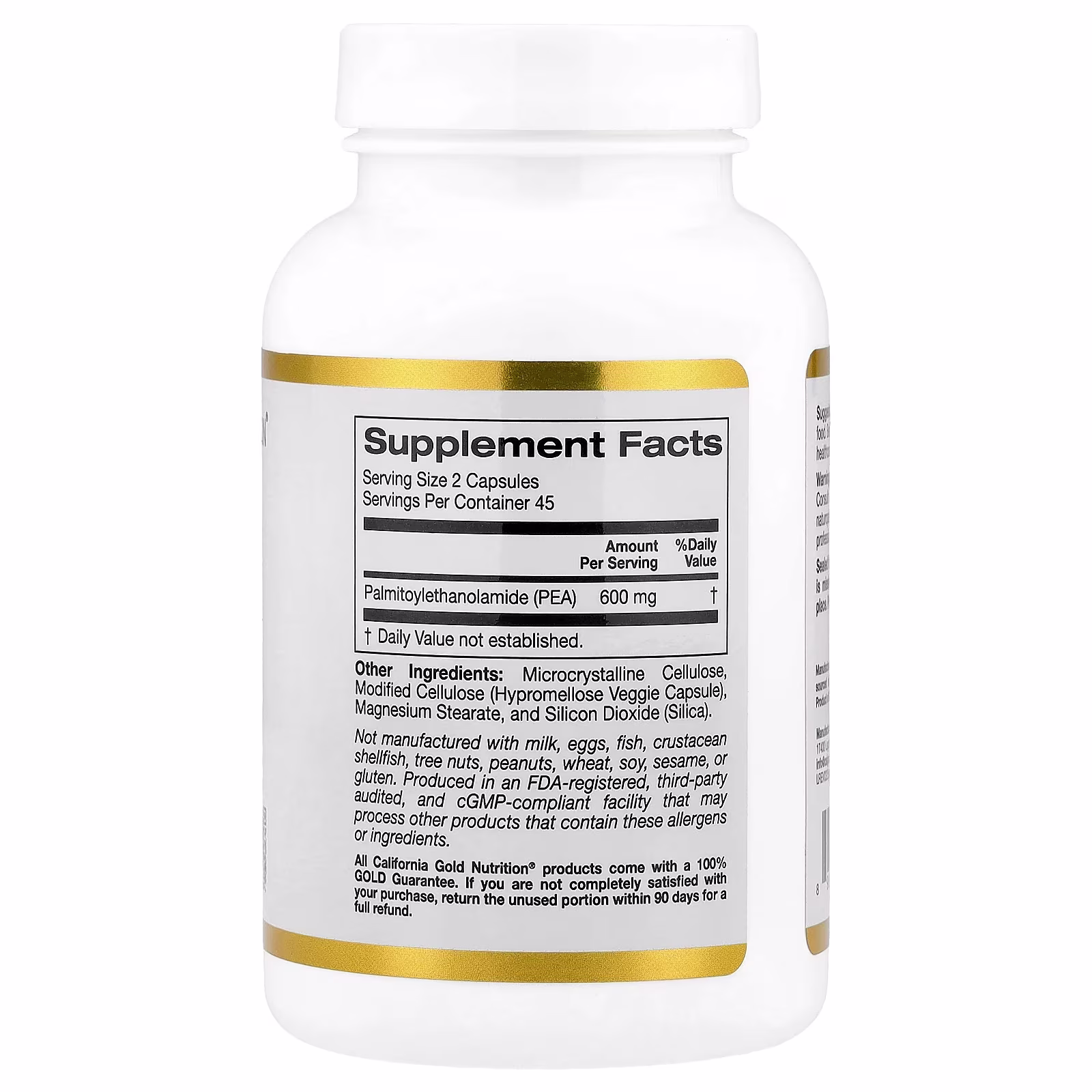 PEA (palmitoiletanolamida), 90 cápsulas vegetales (300 mg por cápsula), California Gold Nutrition