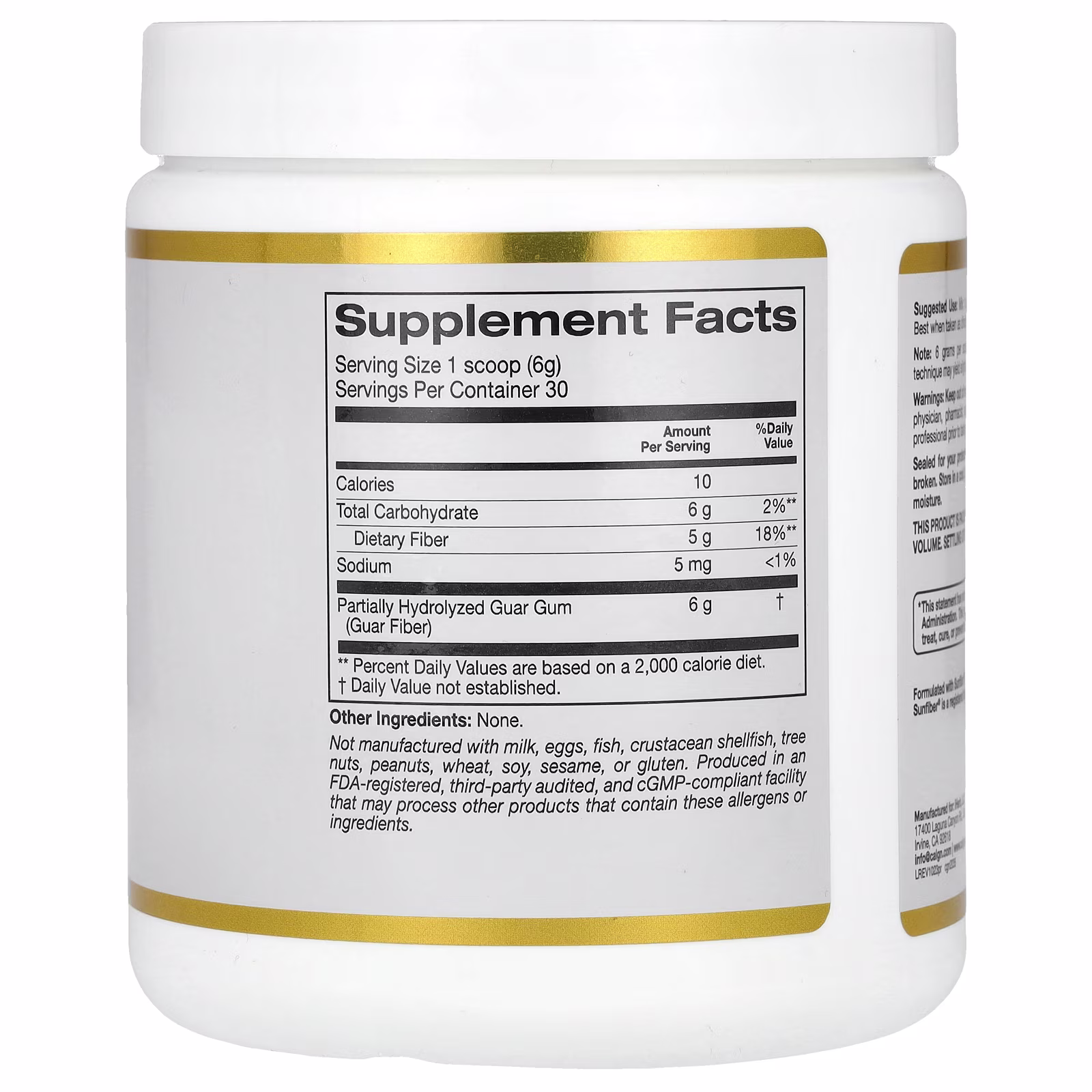 Fibra prebiótica, 180 g (6,3 oz), California Gold Nutrition