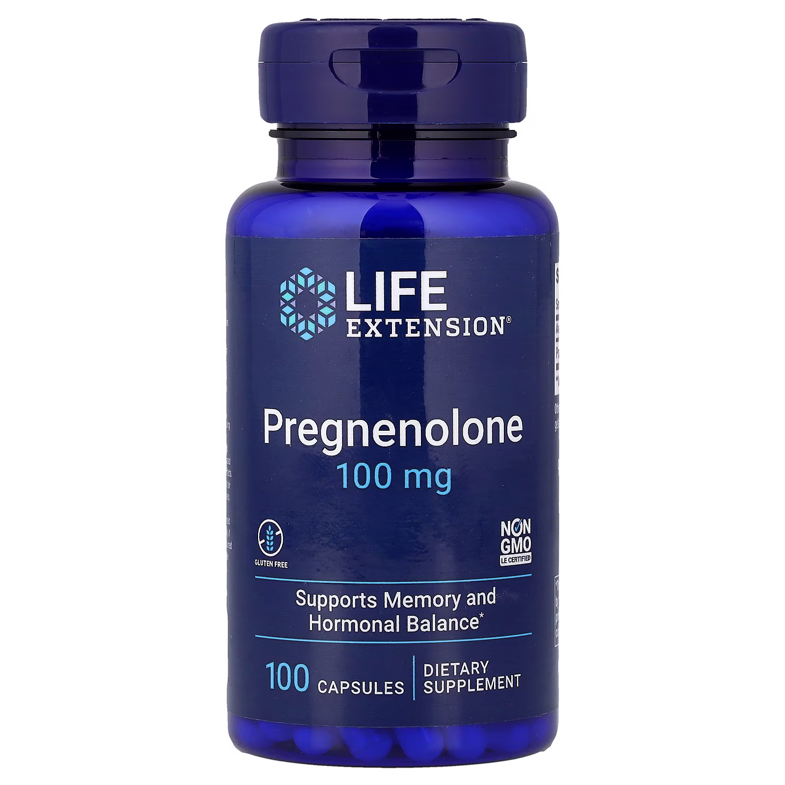 Pregnenolona, 100 mg, 100 cápsulas, Life Extension
