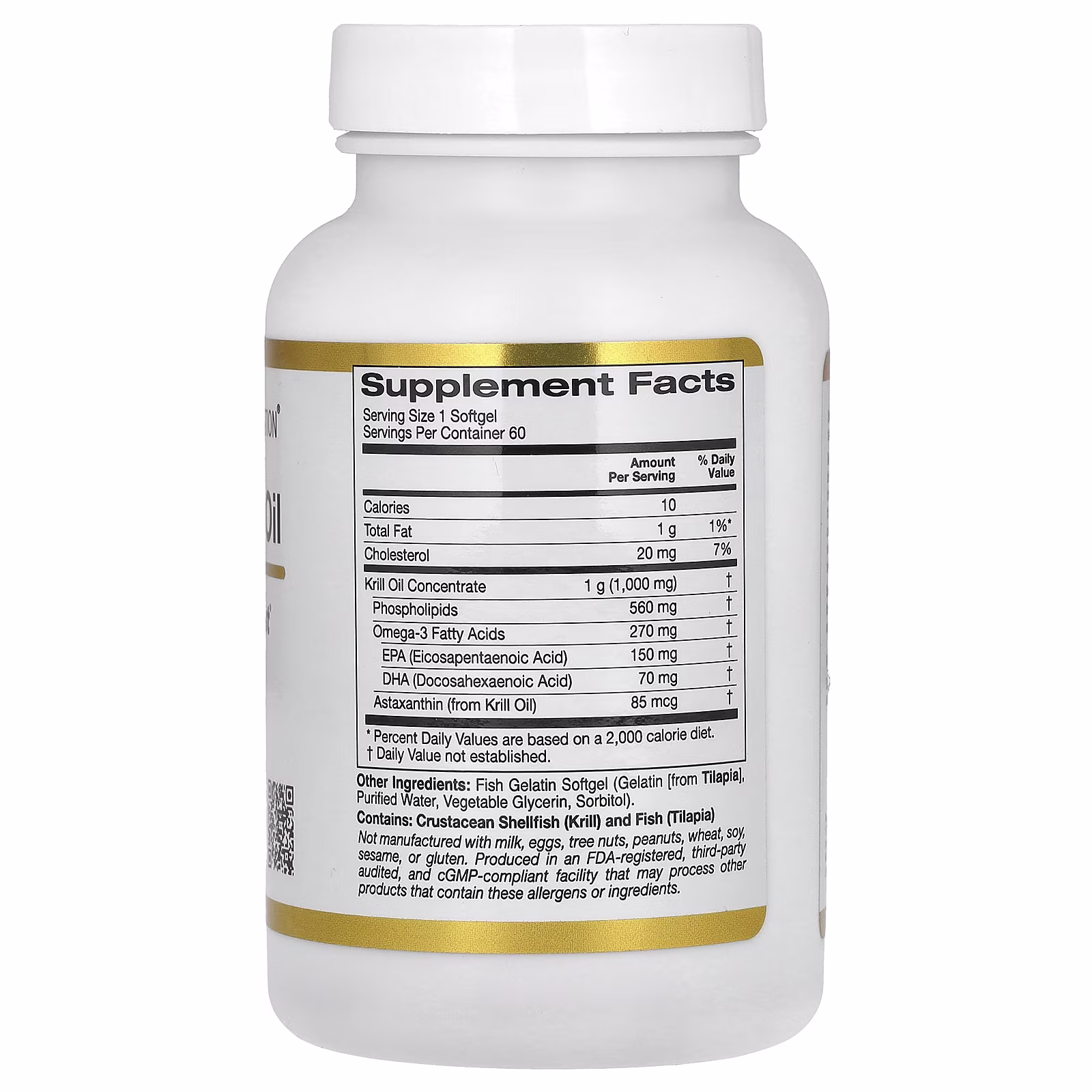 Aceite de kril prémium con SUPERBABoost, 1000 mg, 60 cápsulas blandas de gelatina de pescado, California Gold Nutrition