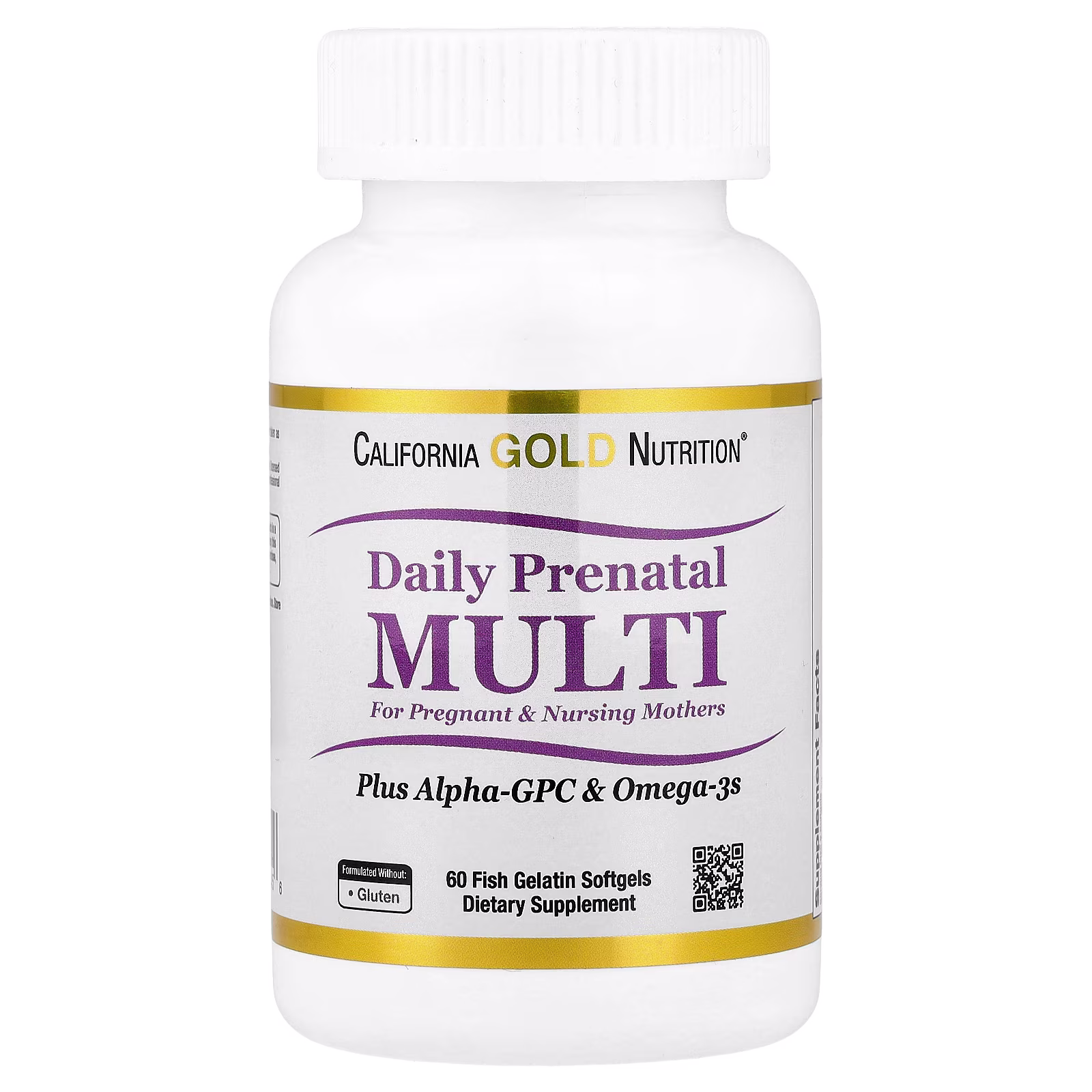 Suplemento multivitamínico prenatal con alfa-GPC y omega-3, 60 cápsulas blandas de gelatina de pescado, California Gold Nutrition