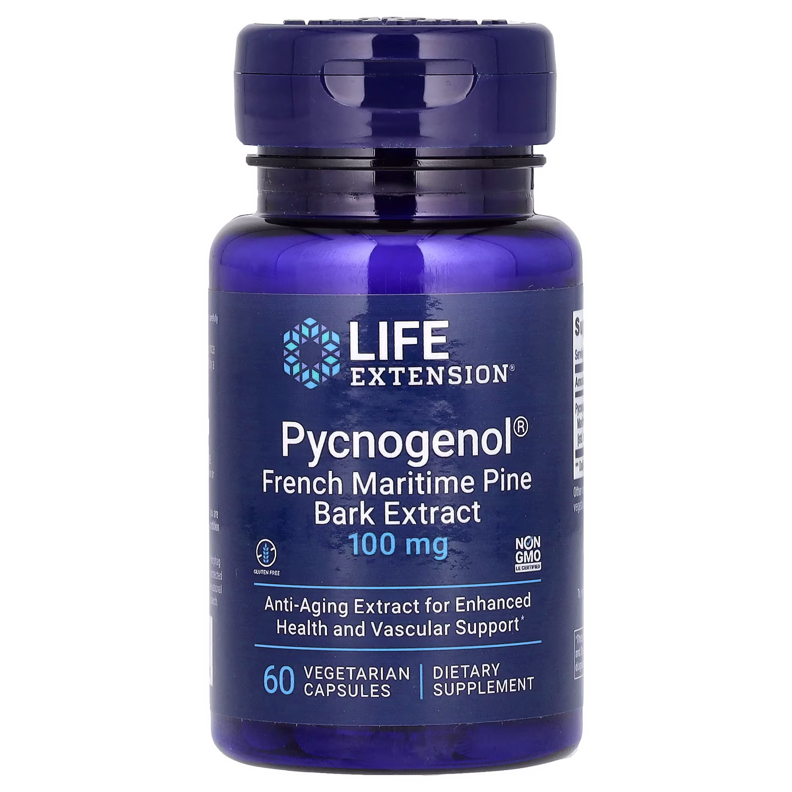 Pycnogenol Extracto de Corteza de Pino Marítimo Francés, 100 mg, 60 cápsulas vegetales, Life Extension