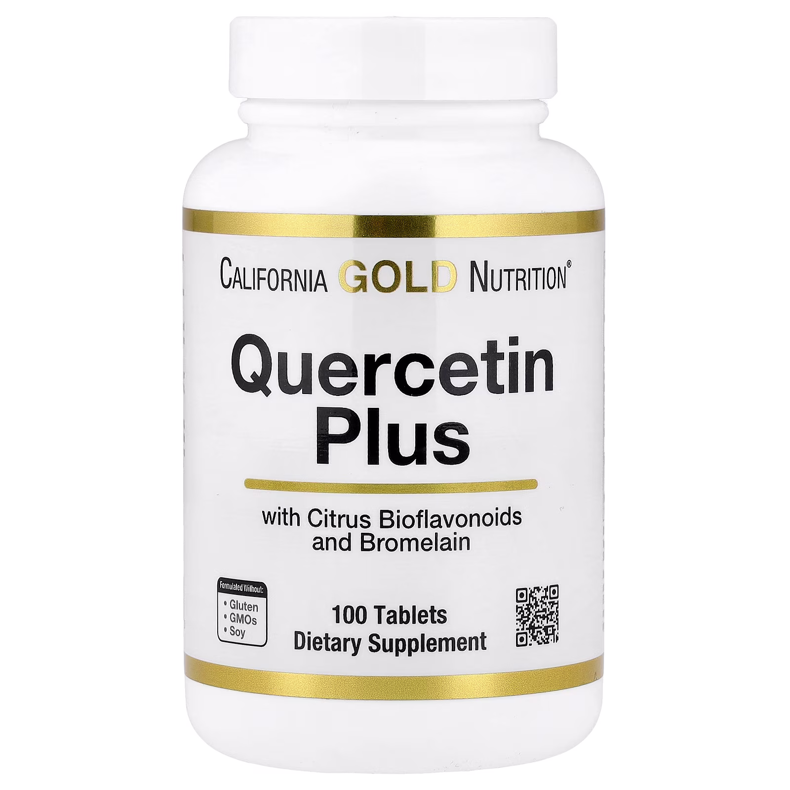 Quercetina y más con quercetina, vitamina C, bioflavonoides cítricos, bromelaína, cúrcuma y vitamina C, 100 tabletas, California Gold Nutrition