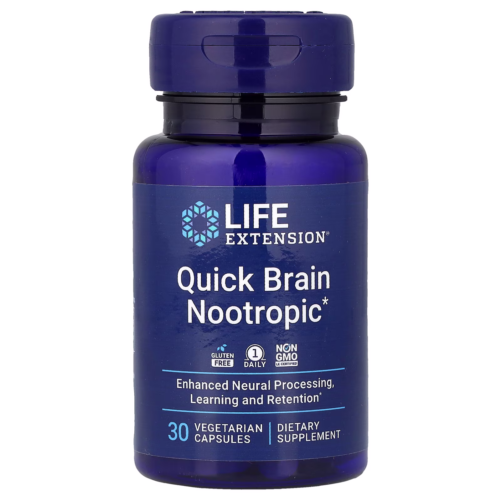 Nootrópico Quick Brain con Gotu Kola y Bacopa, 30 cápsulas vegetales, Life Extension