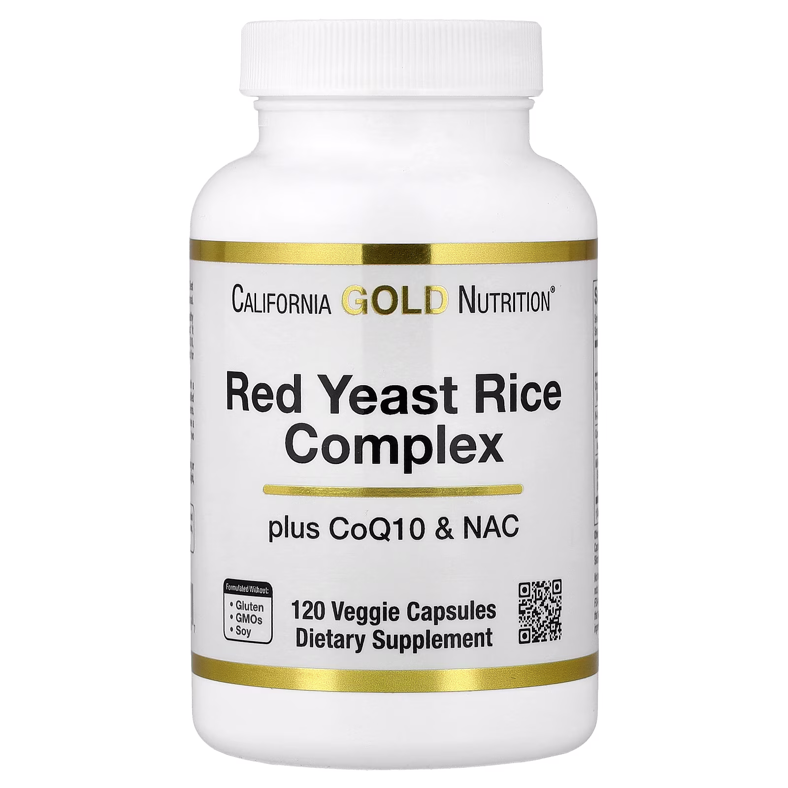 Complejo de arroz de levadura roja con arroz de levadura roja orgánico, N-acetilcisteína, coenzima Q10 y extracto de cardo mariano, 120 cápsulas vegetales, California Gold Nutrition