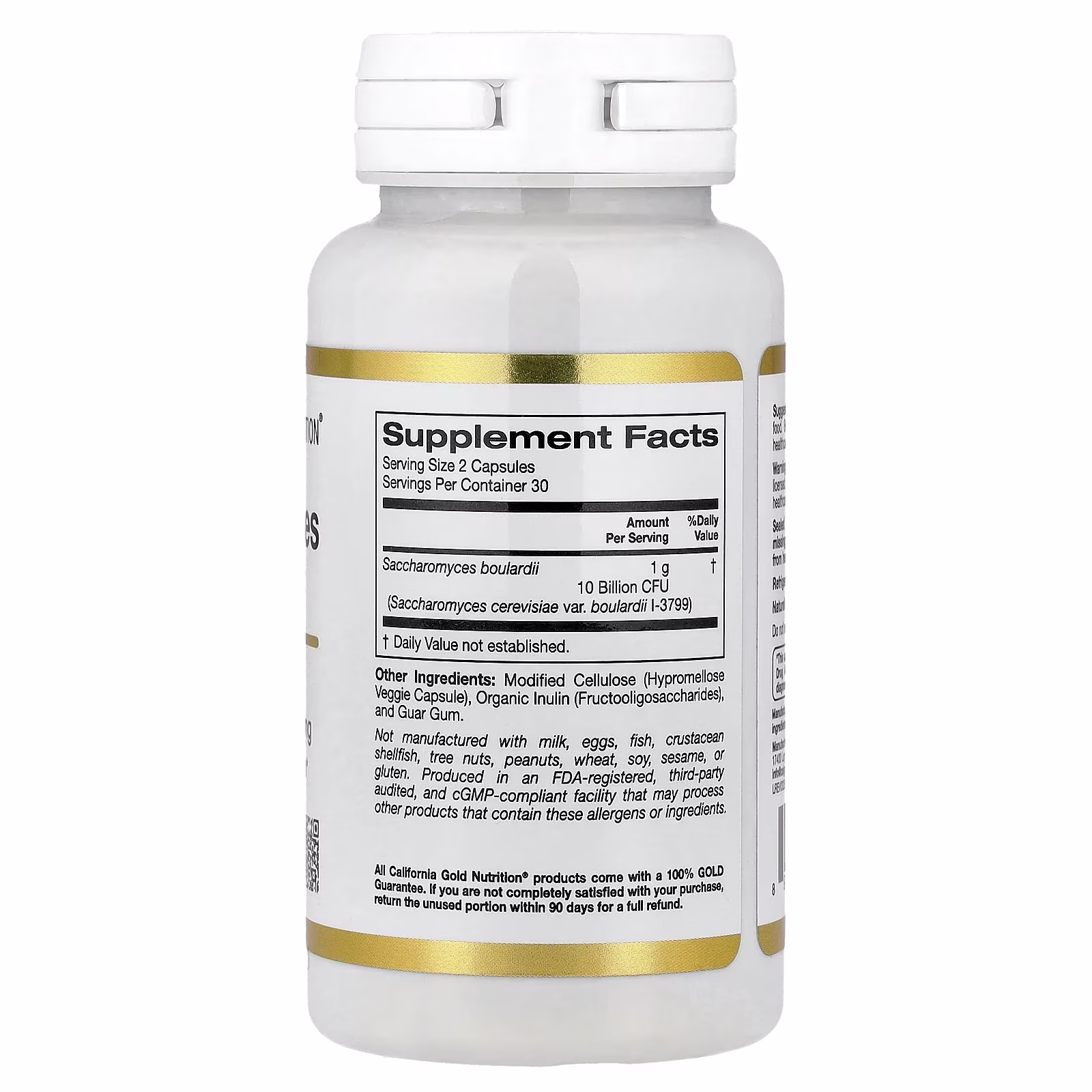 Saccharomyces boulardii, Levadura probiótica, 10.000 millones de UFC, 60 cápsulas vegetales, California Gold Nutrition