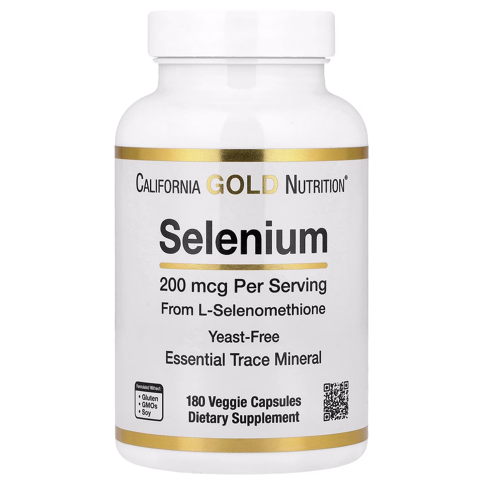 Selenio, Sin levadura, 200 mcg, 180 cápsulas vegetales, California Gold Nutrition