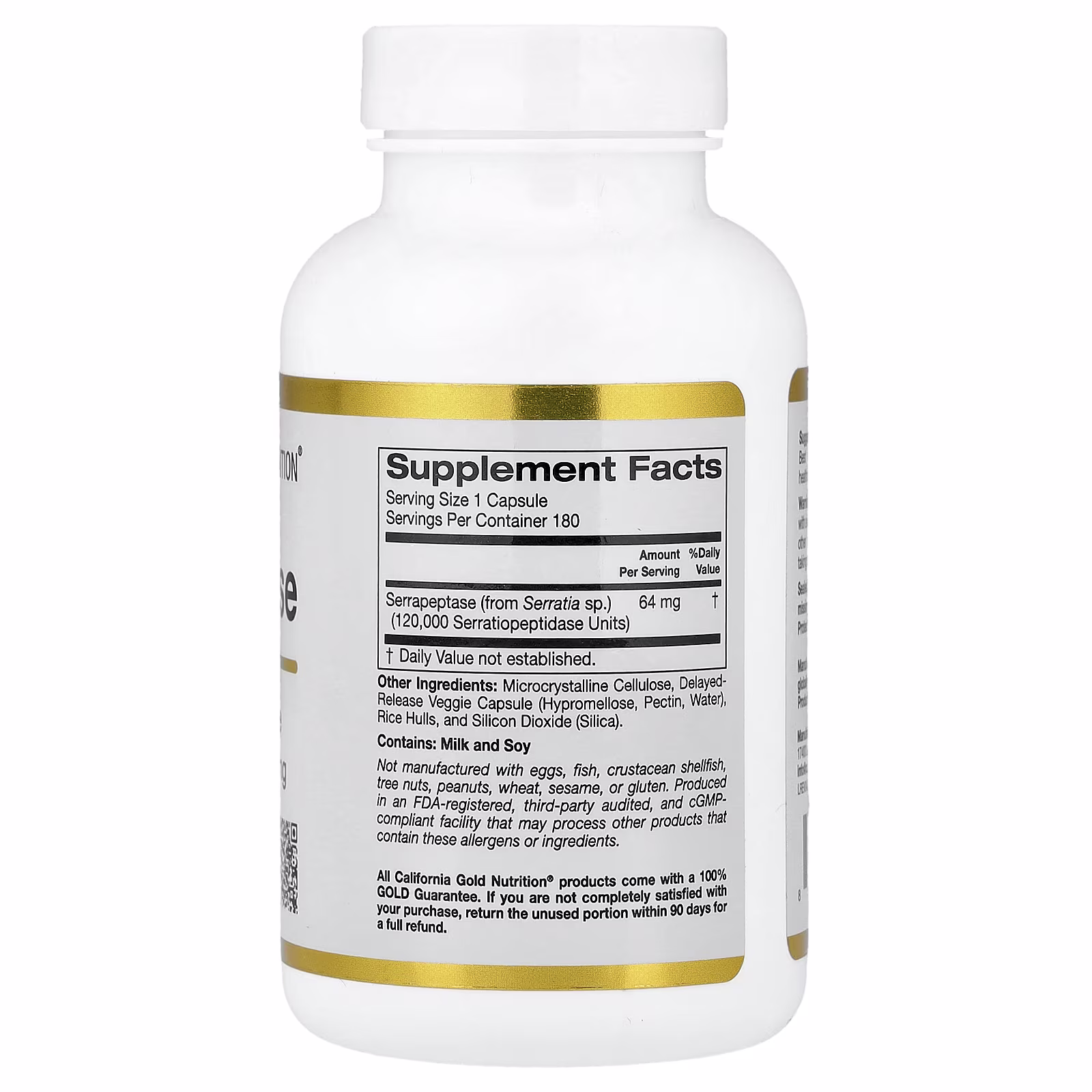Serrapeptasa, Enzima proteolítica, 120.000 SPU, 180 cápsulas vegetales, California Gold Nutrition