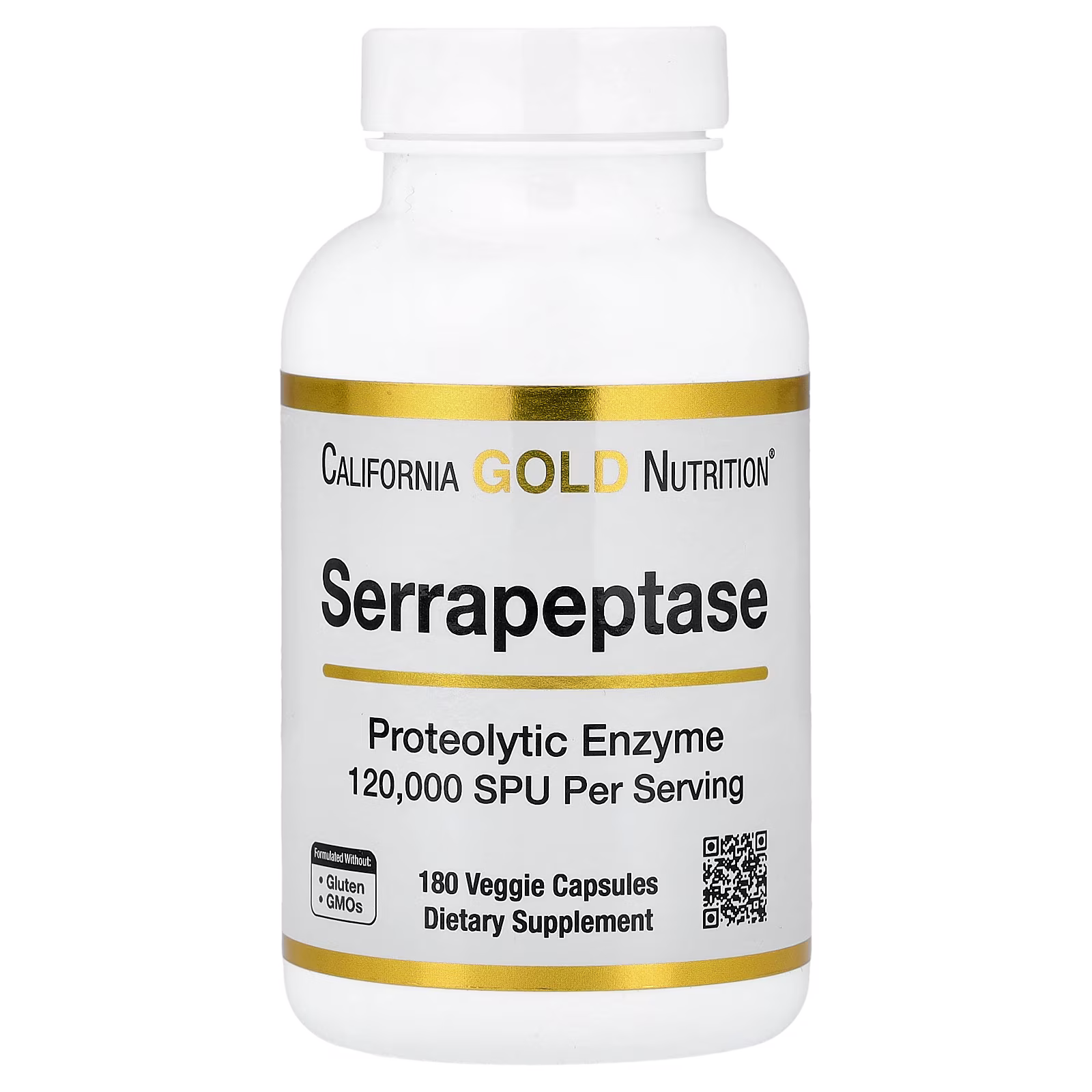 Serrapeptasa, Enzima proteolítica, 120.000 SPU, 180 cápsulas vegetales, California Gold Nutrition