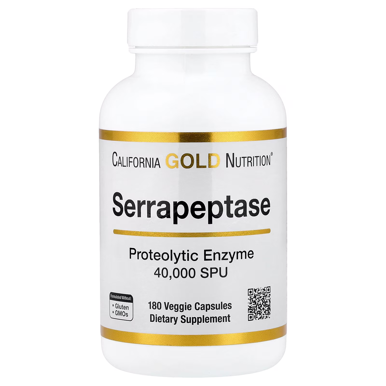 Serrapeptasa, Enzima proteolítica, 40.000 SPU, 180 cápsulas vegetales, California Gold Nutrition