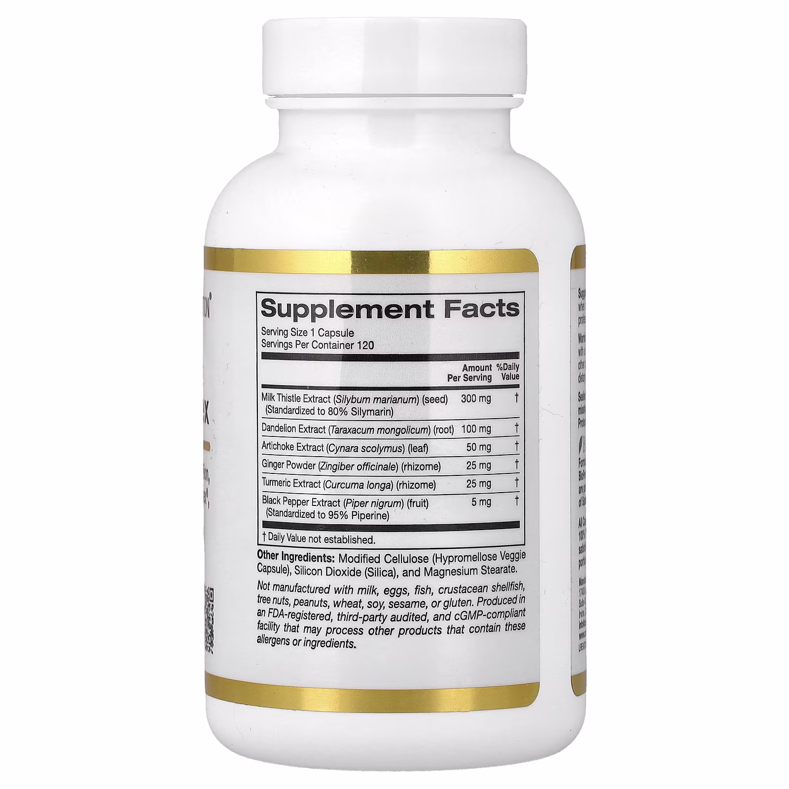 Silymarin Complex, Con extracto de cardo mariano, diente de león, alcachofa, Curcumin C3 Complex®, jengibre y BioPerine®, 120 cápsulas vegetales, California Gold Nutrition