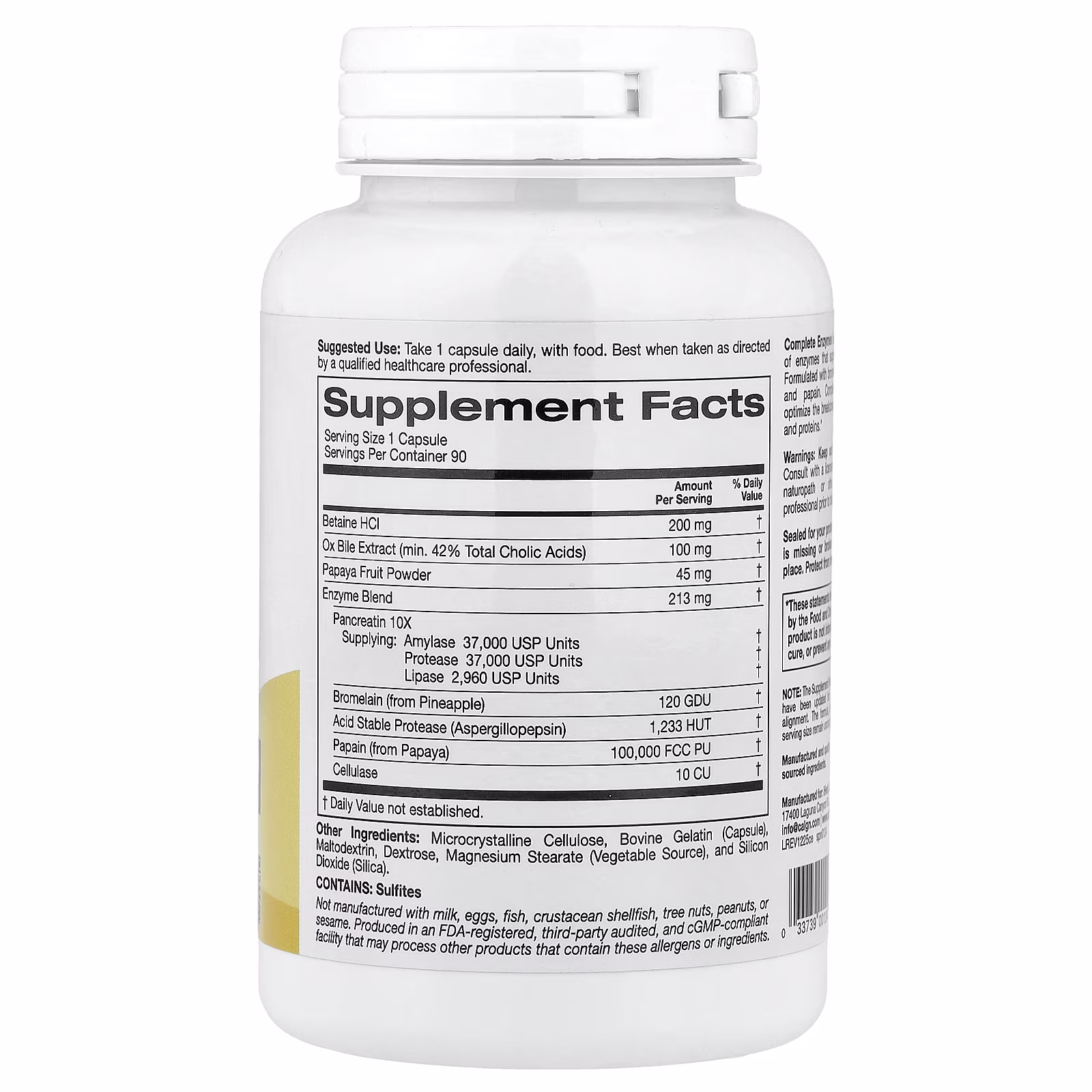 SimplyOne®, Enzimas completas con clorhidrato de betaína, extracto de bilis de buey, enzimas de espectro completo y bromelaína, 90 cápsulas, California Gold Nutrition