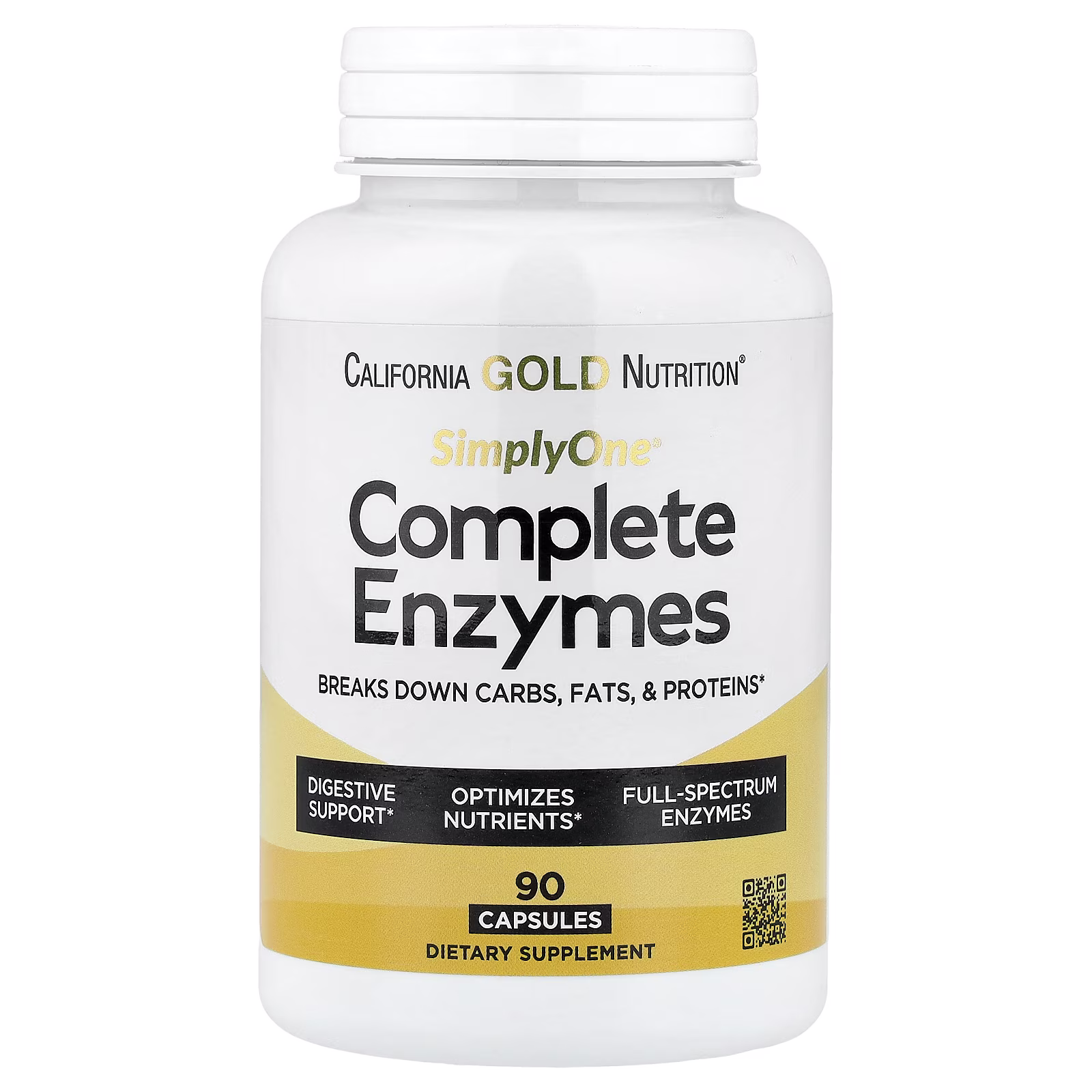 SimplyOne®, Enzimas completas con clorhidrato de betaína, extracto de bilis de buey, enzimas de espectro completo y bromelaína, 90 cápsulas, California Gold Nutrition