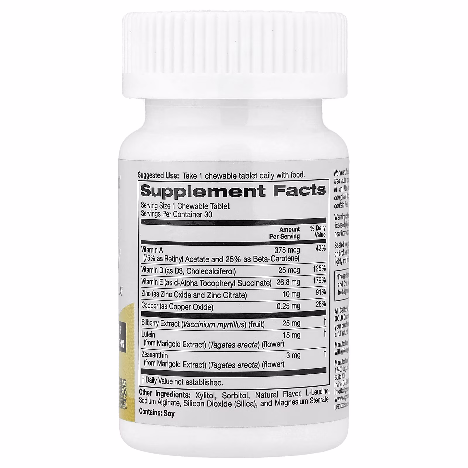 SimplyOne®, SimplyOne®, See Clearly, Fórmula de triple potencia para la visión con luteína, zeaxantina, vitaminas, minerales y extractos botánicos, Bayas silvestres, 30 tabletas masticables, California Gold Nutrition