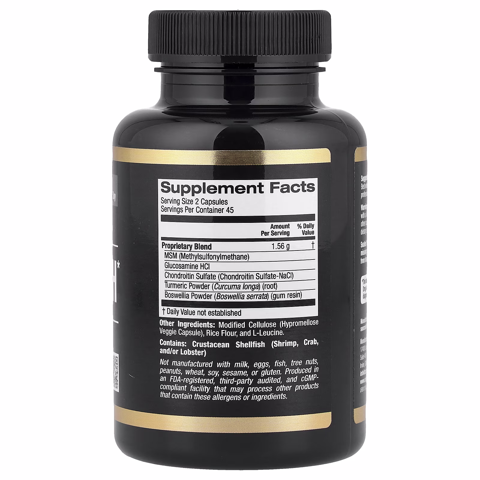 Sport, Suplemento para favorecer la salud de las articulaciones con MSM, clorhidrato de glucosamina, sulfato de condroitina, cúrcuma y Boswellia, 90 cápsulas vegetales, California Gold Nutrition
