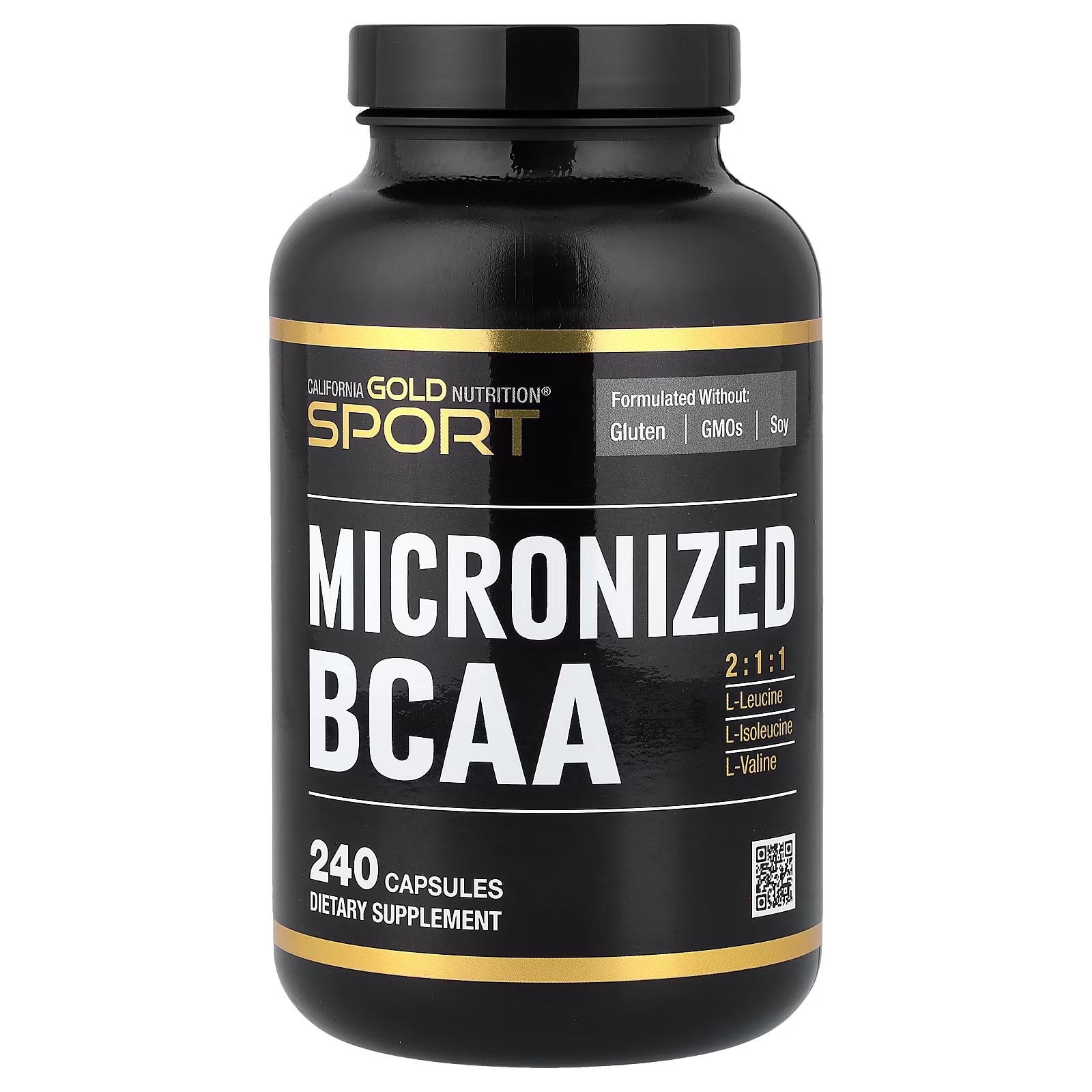 Sport, BCAA micronizados, Aminoácidos de cadena ramificada, 240 cápsulas vegetales, California Gold Nutrition