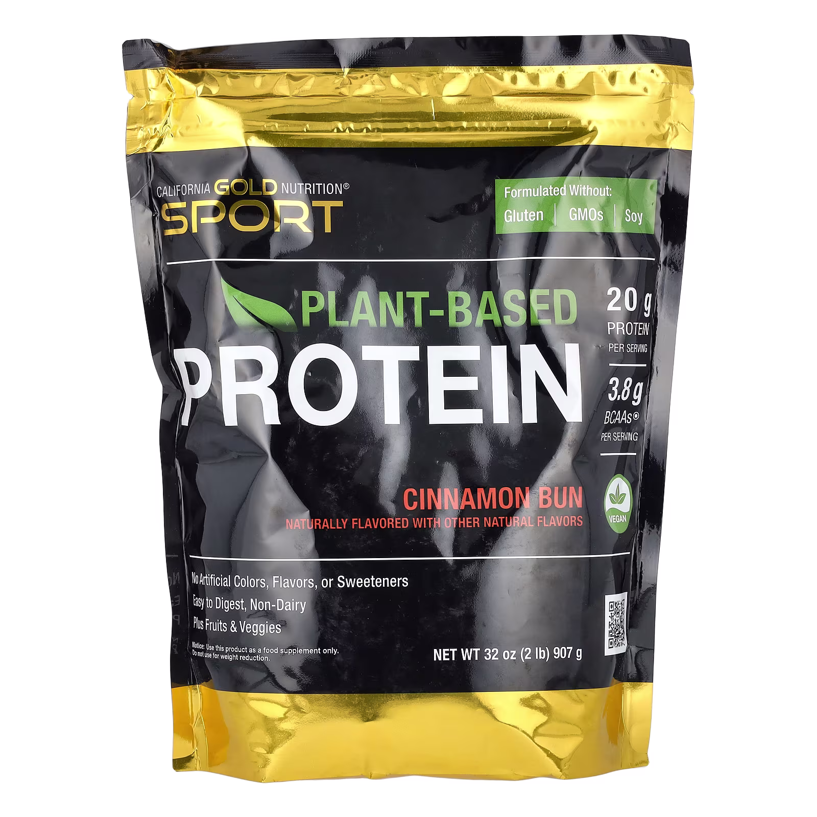 Sport, Proteína de origen vegetal con concentrado de proteína de arroz integral orgánico, semillas de linaza y semillas de chía, Chocolate, 907 g (2 lb), California Gold Nutrition