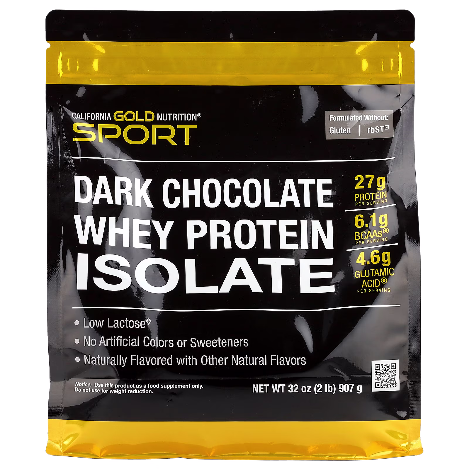 Sport, Aislado de proteína de suero de leche, Chocolate negro, 907 g (2 lb), California Gold Nutrition