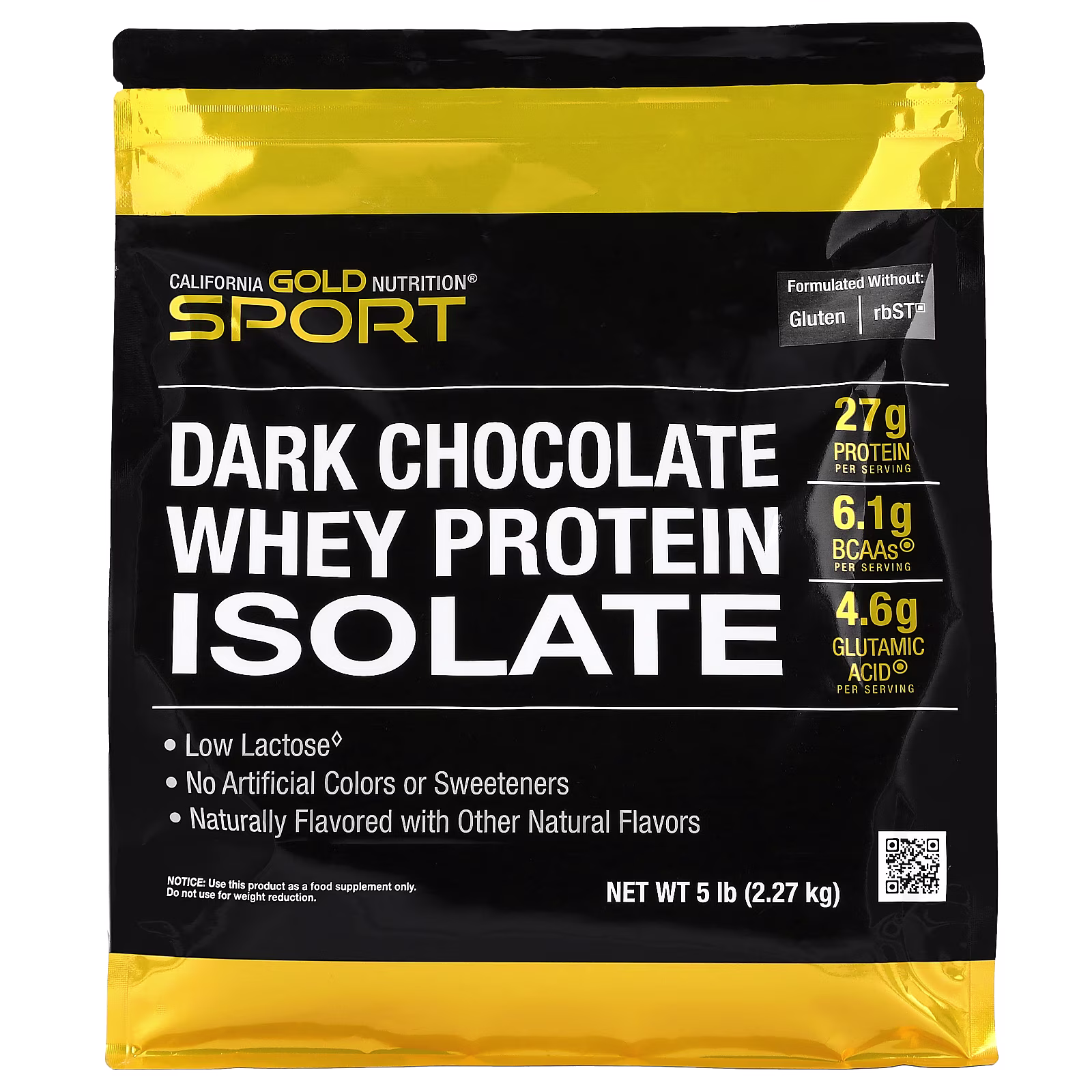 Sport, Aislado de proteína de suero de leche, Chocolate negro, 2,27 kg (5 lb), California Gold Nutrition