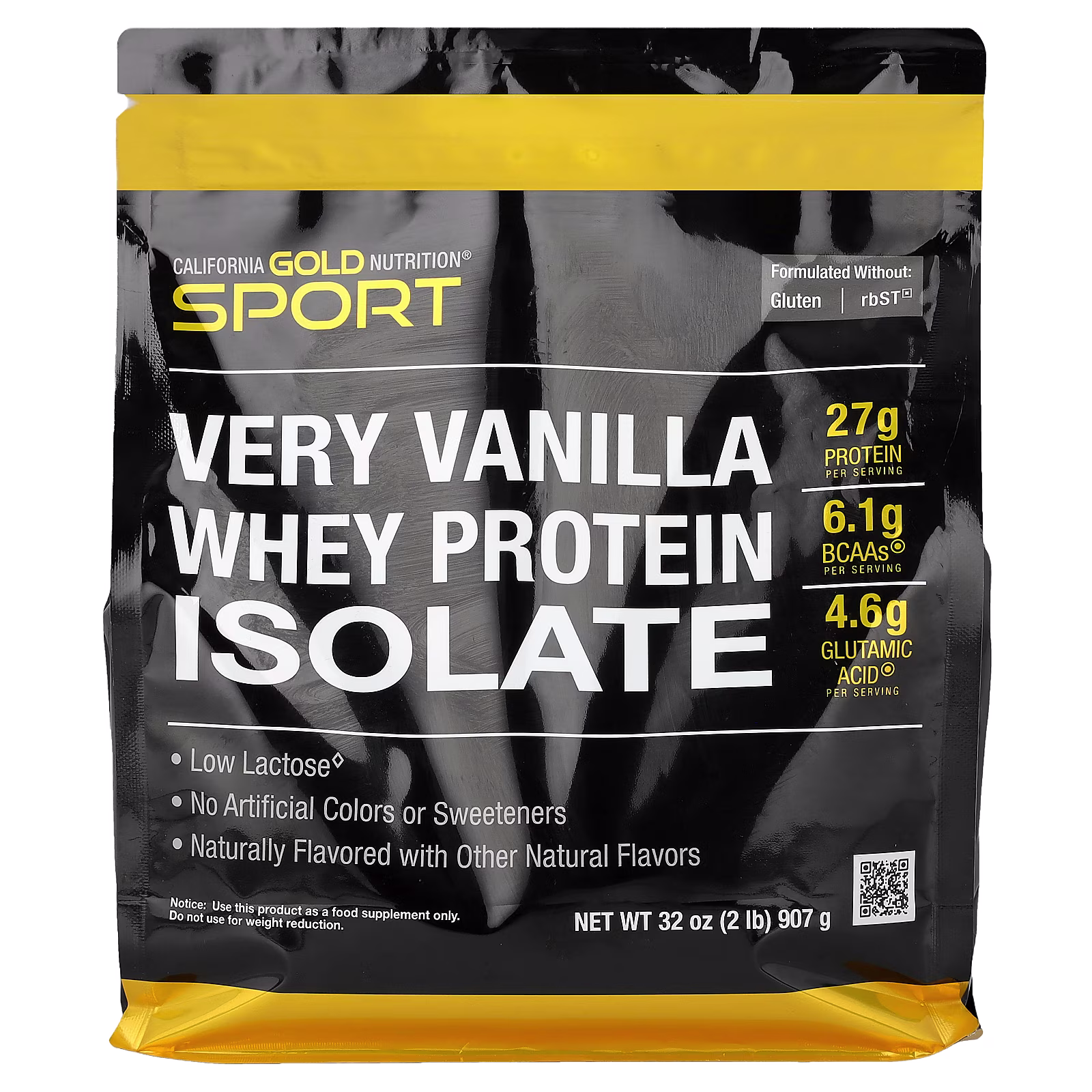 Sport, Aislado de proteína de suero de leche con azúcar de caña orgánico con lecitina de girasol, Sabor a vainilla, 907 g (2 lb), California Gold Nutrition