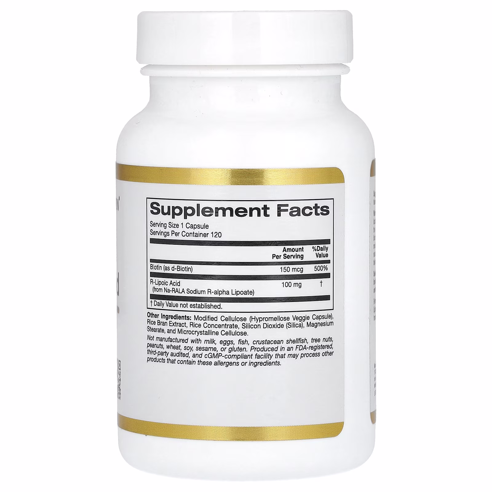 Ácido R-lipoico estabilizado con biotina, 120 cápsulas vegetales, California Gold Nutrition