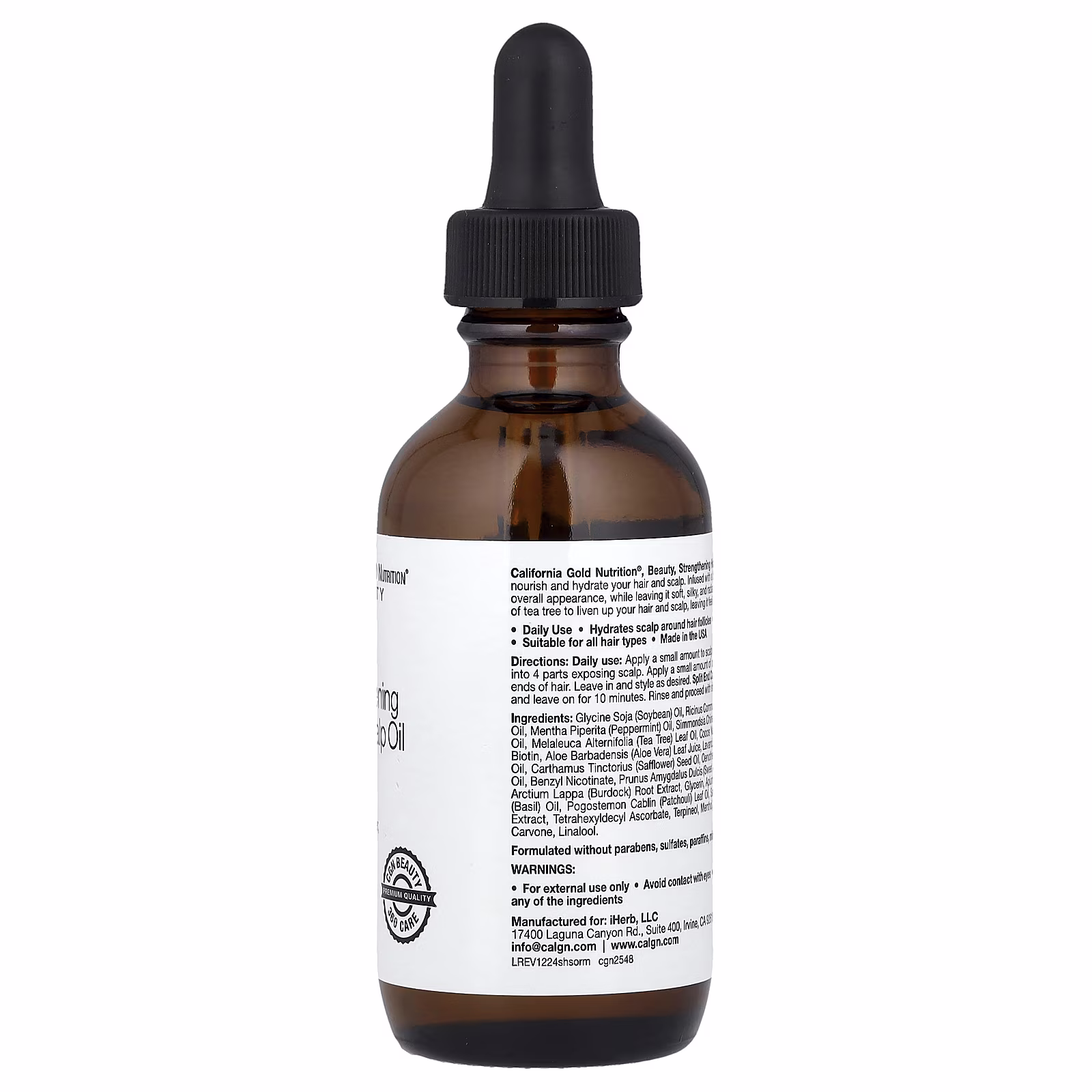 Beauty, Aceite fortalecedor para el cabello y el cuero cabelludo, biotina, romero y menta, 59 ml (2 oz. líq.), California Gold Nutrition