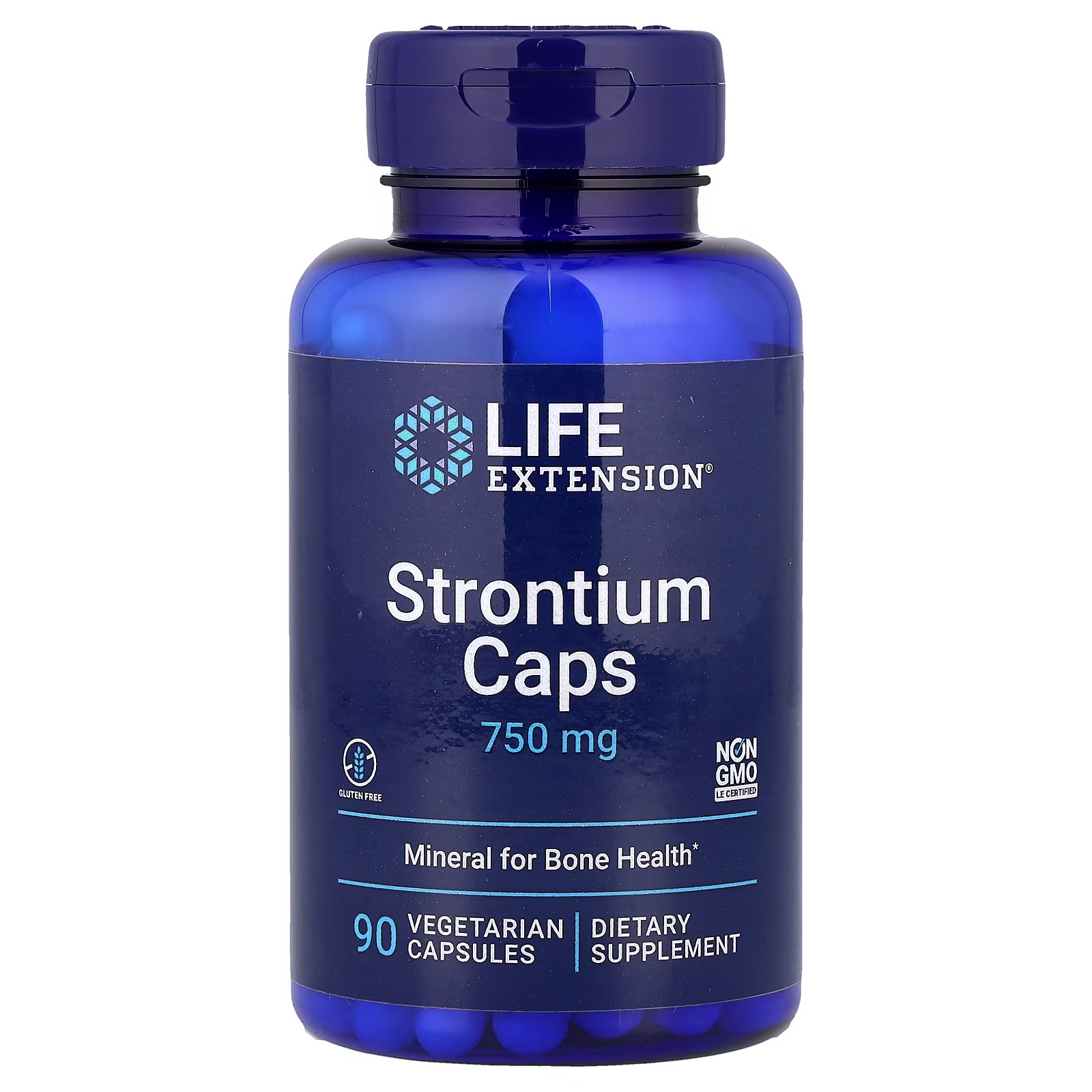 Strontium Caps Citrato de Estroncio 750 mg — 90 cápsulas vegetales — Life Extension