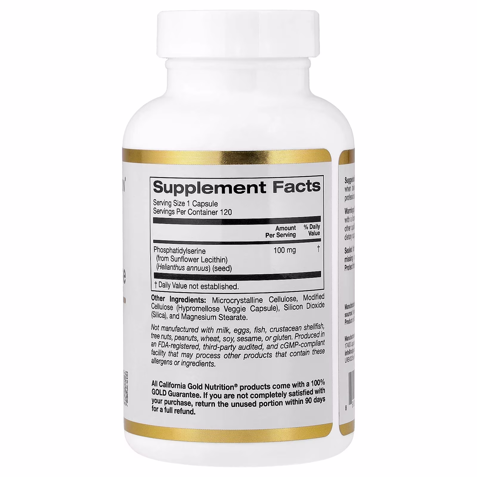 Fosfatidilserina de girasol, 100 mg, 120 cápsulas vegetales, California Gold Nutrition