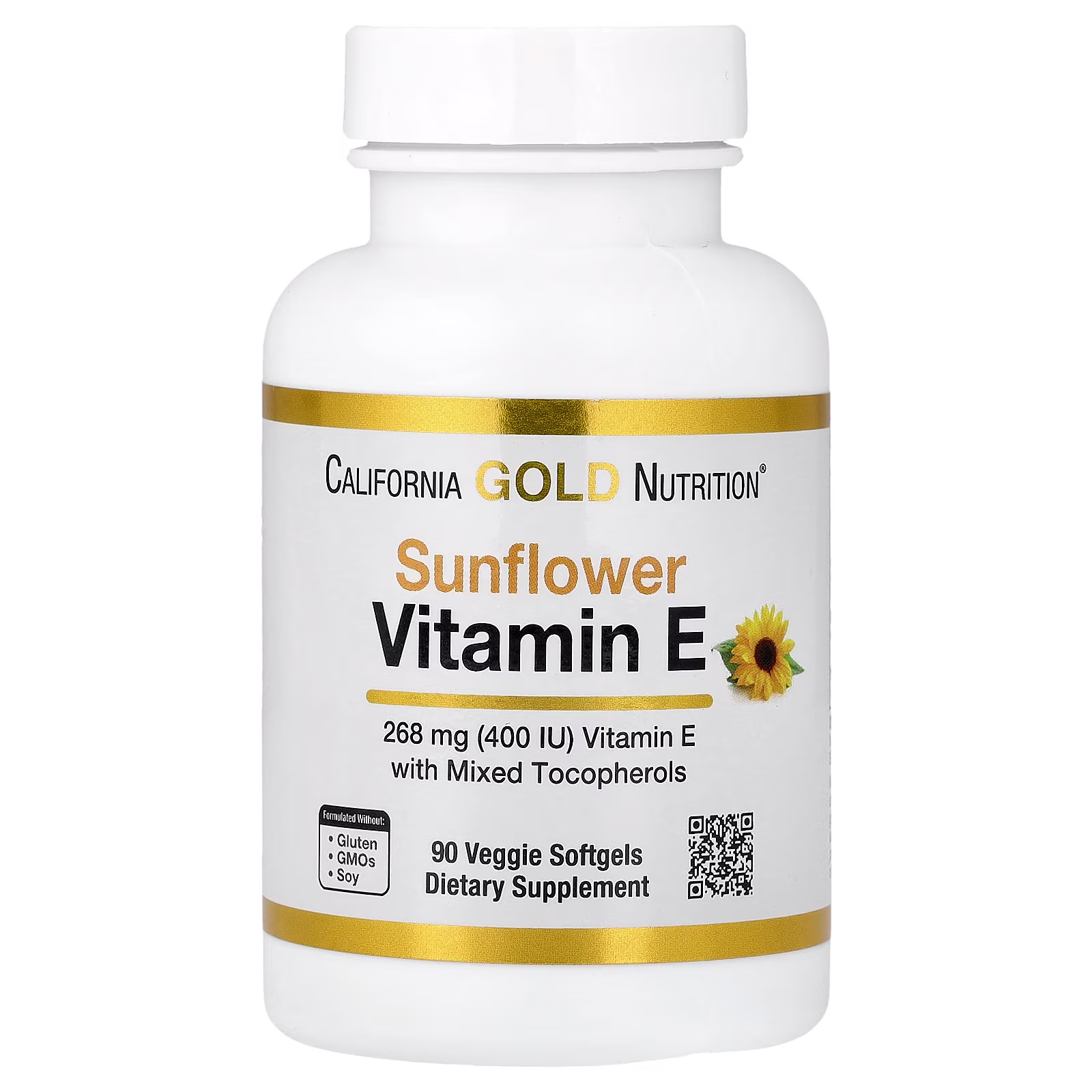 Vitamina E de girasol con tocoferoles mixtos, 400 UI, 90 cápsulas blandas vegetales, California Gold Nutrition